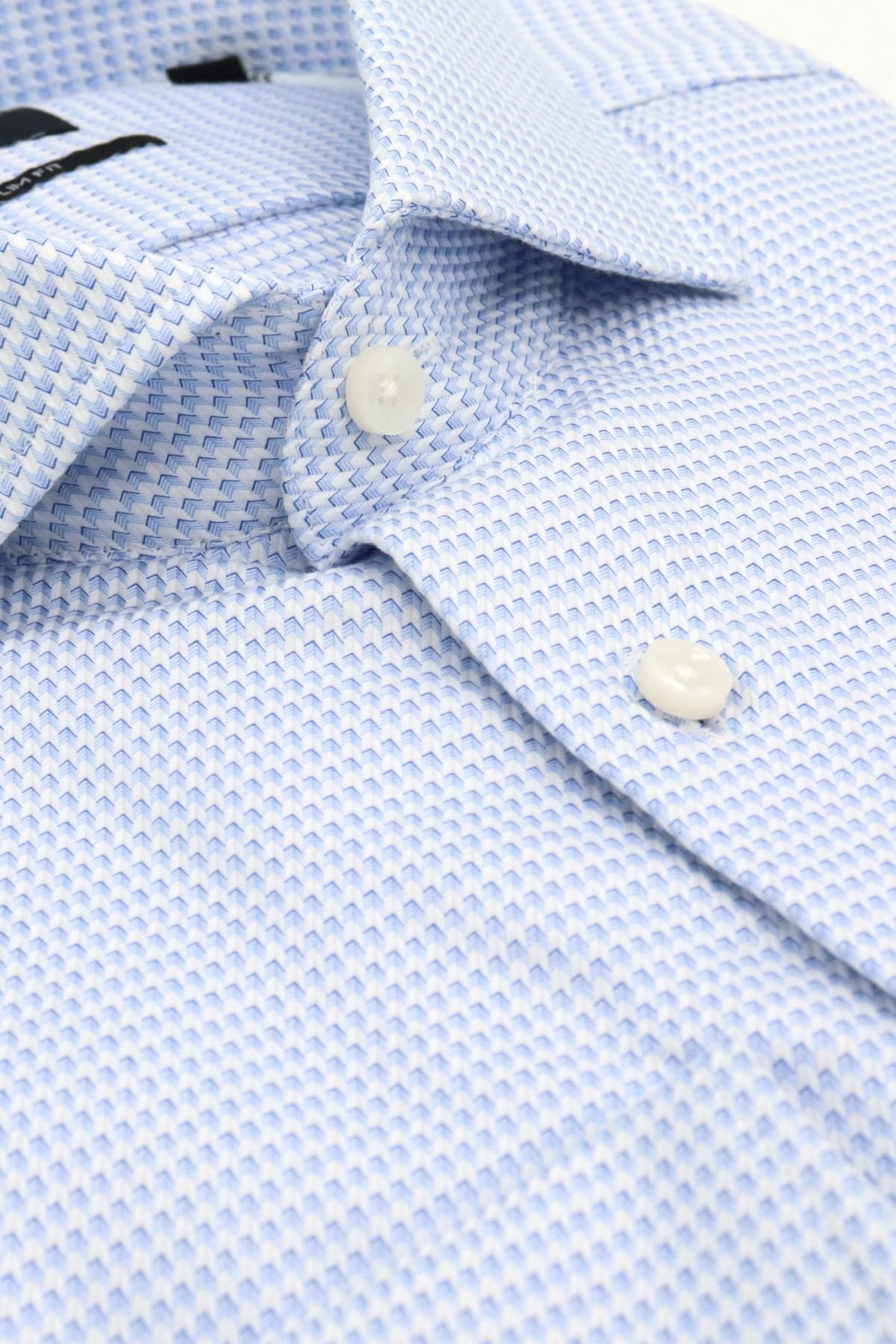 BOSS ΠΟΥΚΑΜΙΣΟ ΜΙΚΡΟΣΧΕΔΙΟ SLIM FIT H-HANK-SPREAD-C1-222 ΣΙΕΛ-ΛΕΥΚΟ