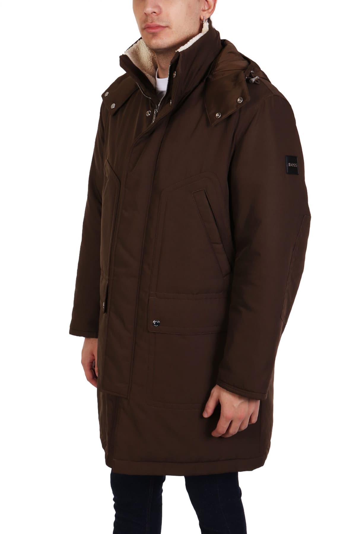 BOSS ΜΠΟΥΦΑΝ JACKET ΑΠΟΣΠΩΜΕΝΗ ΚΟΥΚΟΥΛΑ H-COYAN ΧΑΚΙ