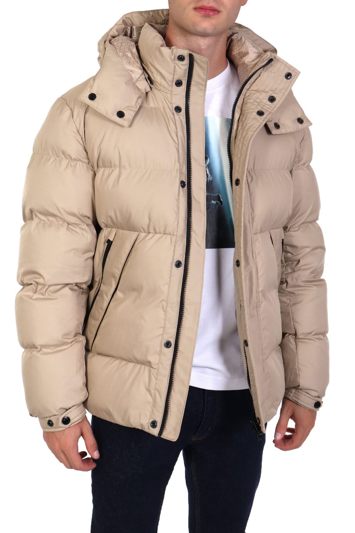 BOSS ΜΠΟΥΦΑΝ PUFFER ΑΠΟΣΠΩΜΕΝΗ ΚΟΥΚΟΥΛΑ H-COMBINIAN3 ΜΠΕΖ