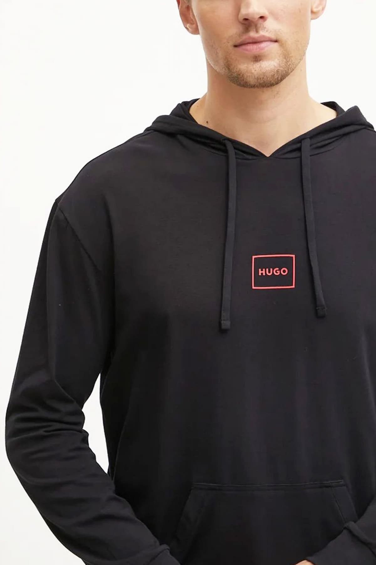 HUGO BODYWEAR T-SHIRT LAZE HOODIE LOGO ΜΑΥΡΟ