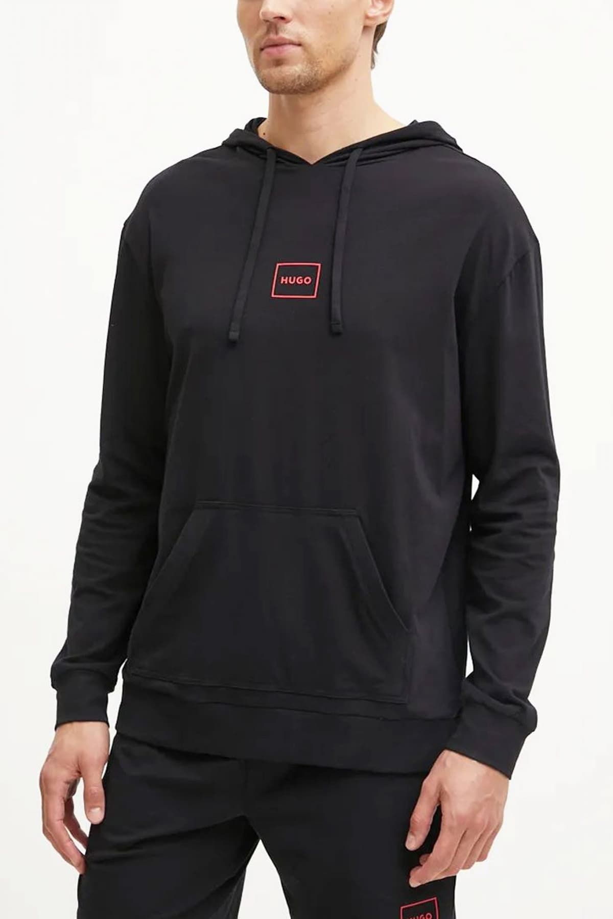 HUGO BODYWEAR T-SHIRT LAZE HOODIE LOGO ΜΑΥΡΟ