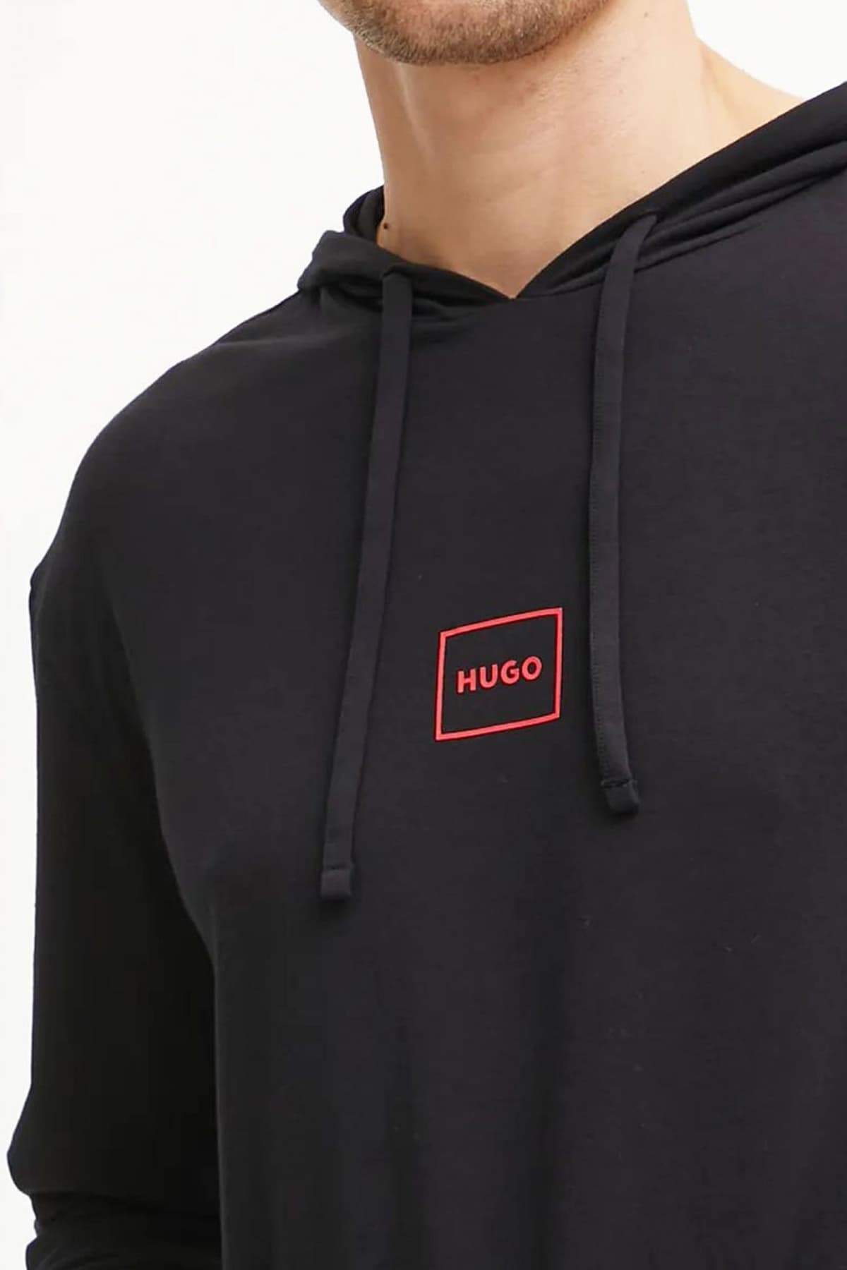 HUGO BODYWEAR T-SHIRT LAZE HOODIE LOGO ΜΑΥΡΟ