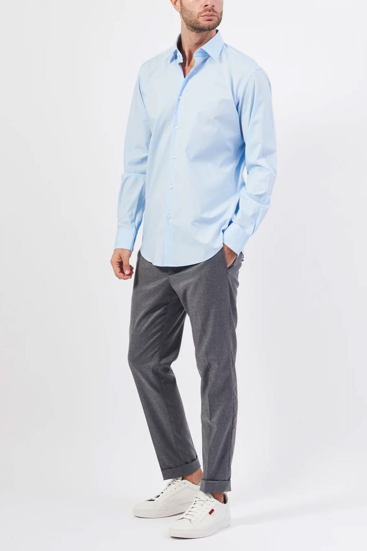 BOSS ΠΟΥΚΑΜΙΣΟ REGULAR FIT H-JOE-KENT-C3-214 EASY IRON STRETCH ΣΙΕΛ