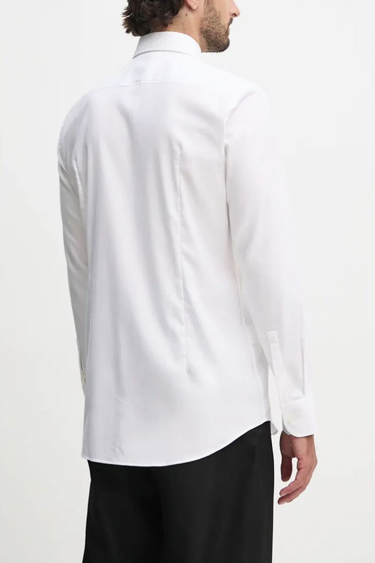 BOSS ΠΟΥΚΑΜΙΣΟ ΜΙΚΡΟΣΧΕΔΙΟ SLIM FIT EASY IRON ΔΙΑΜΑΝΤΕ H-HANK-KENT-C1-214 ΛΕΥΚΟ