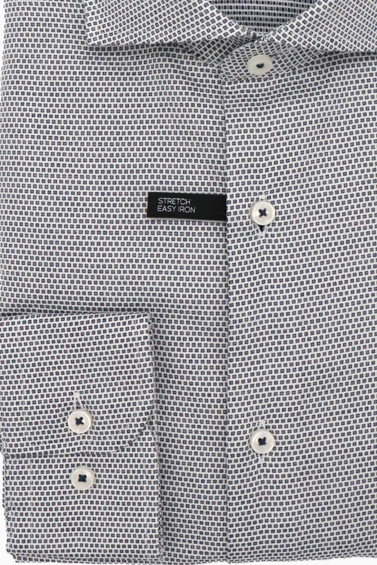 BOSS ΠΟΥΚΑΜΙΣΟ ΜΙΚΡΟΣΧΕΔΙΟ SLIM FIT EASY IRON H-HANK-SPREAD-C1-222 ΜΠΛΕ-ΛΕΥΚΟ