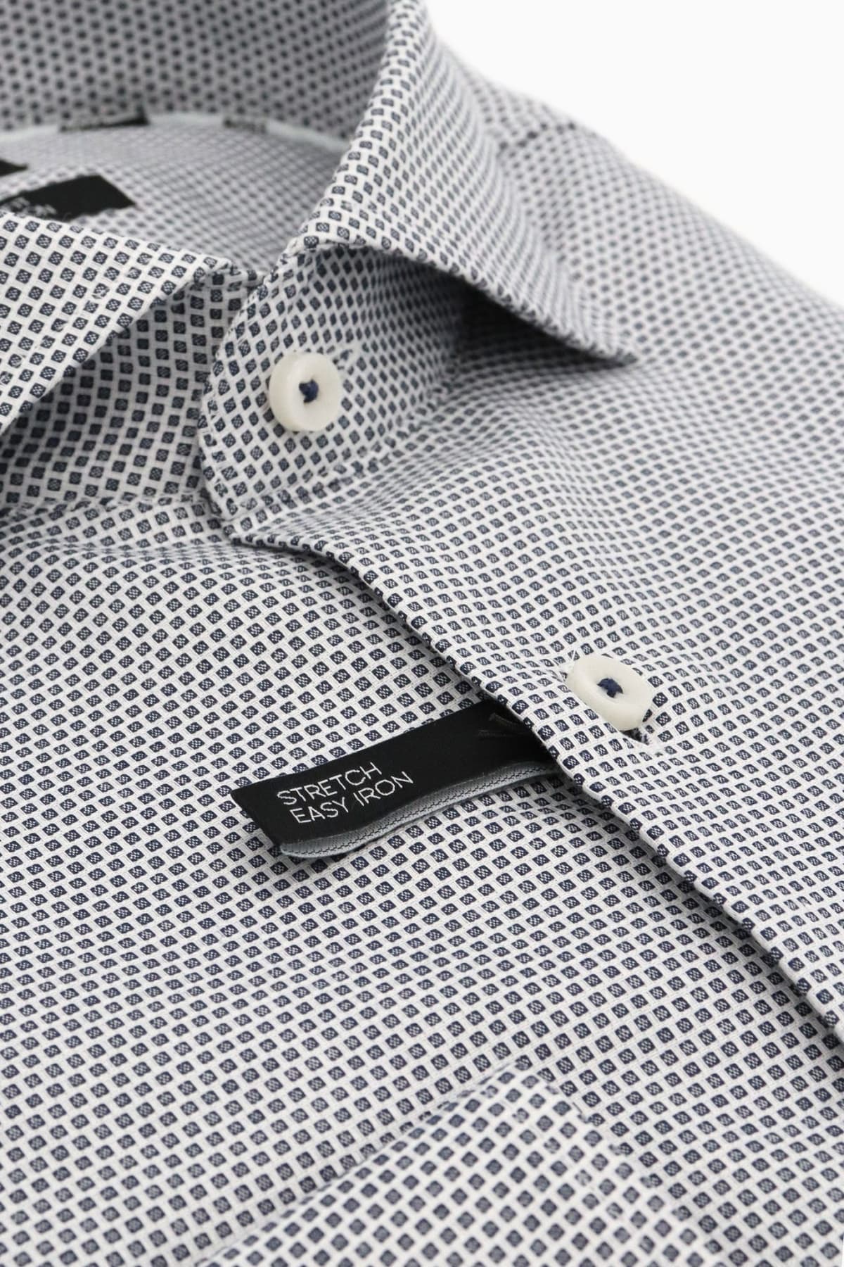 BOSS ΠΟΥΚΑΜΙΣΟ ΜΙΚΡΟΣΧΕΔΙΟ SLIM FIT EASY IRON H-HANK-SPREAD-C1-222 ΜΠΛΕ-ΛΕΥΚΟ