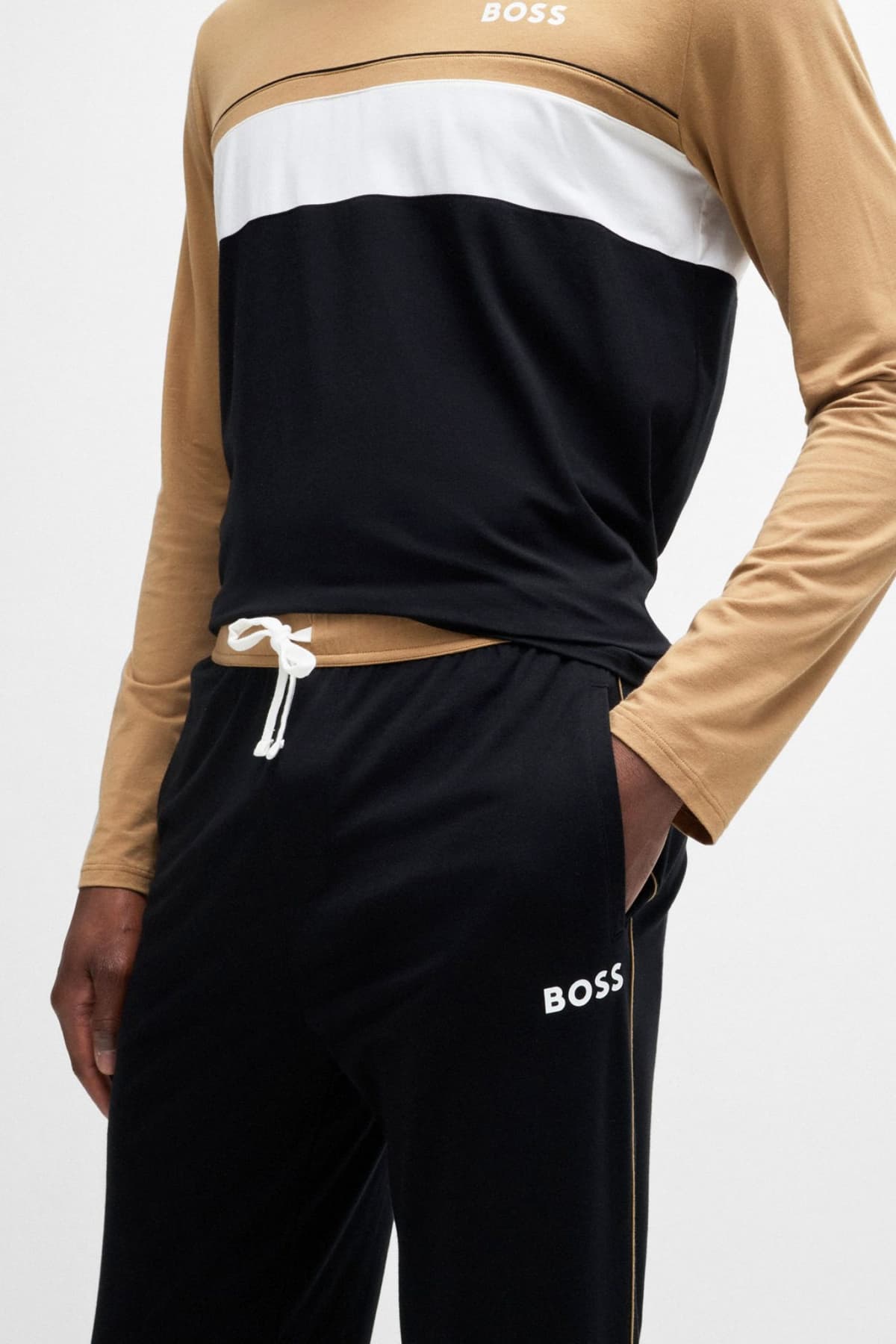 BOSS HOMEWEAR ΠΑΝΤΕΛΟΝΙ ΠΥΤΖΑΜΑ BALANCE PANTS ΜΑΥΡΟ