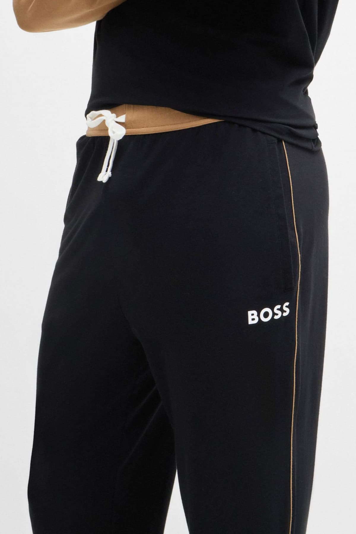 BOSS HOMEWEAR ΠΑΝΤΕΛΟΝΙ ΠΥΤΖΑΜΑ BALANCE PANTS ΜΑΥΡΟ