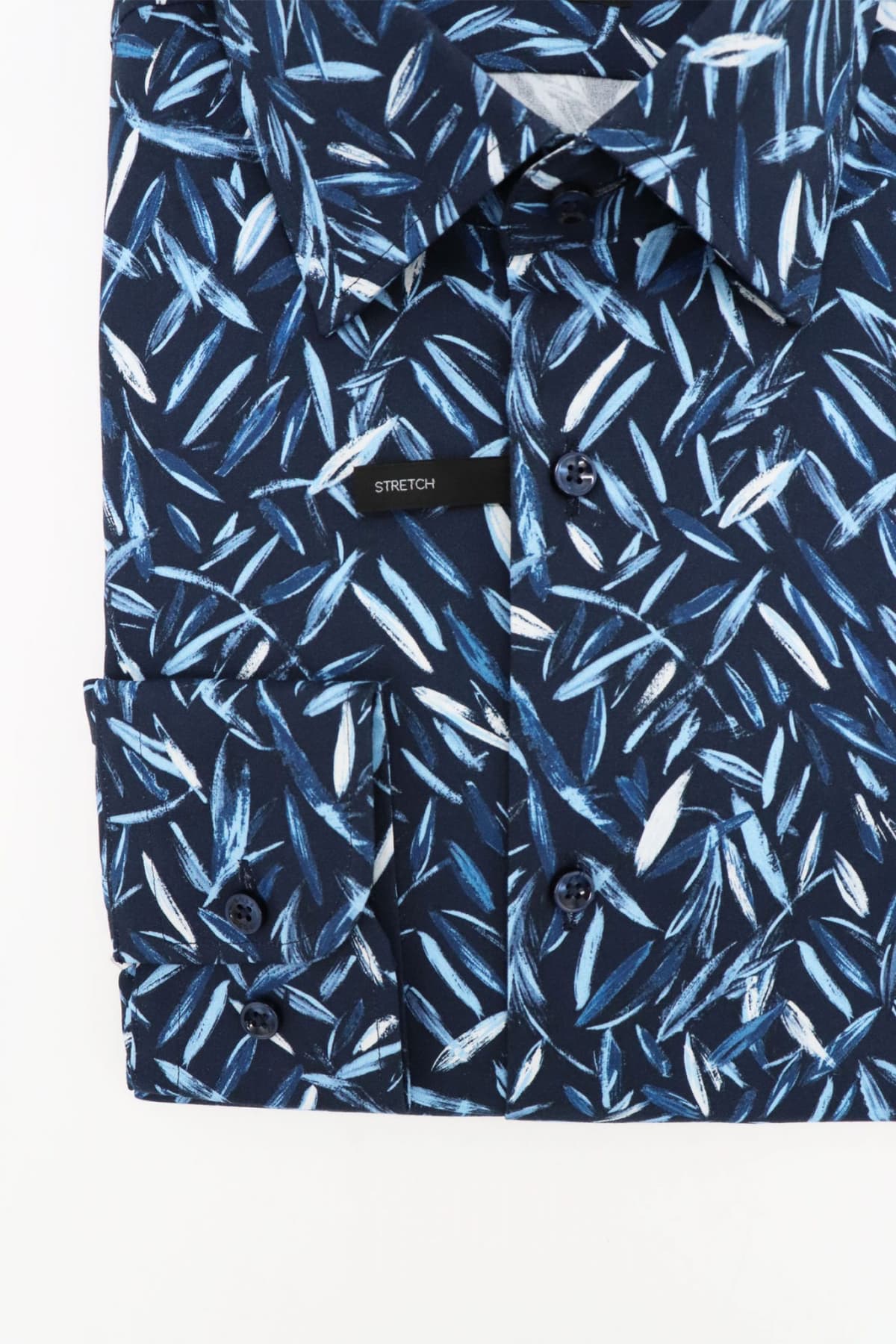 BOSS ΠΟΥΚΑΜΙΣΟ FLORAL SLIM FIT STRETCH H-HANK-KENT-C1-214 ΜΠΛΕ