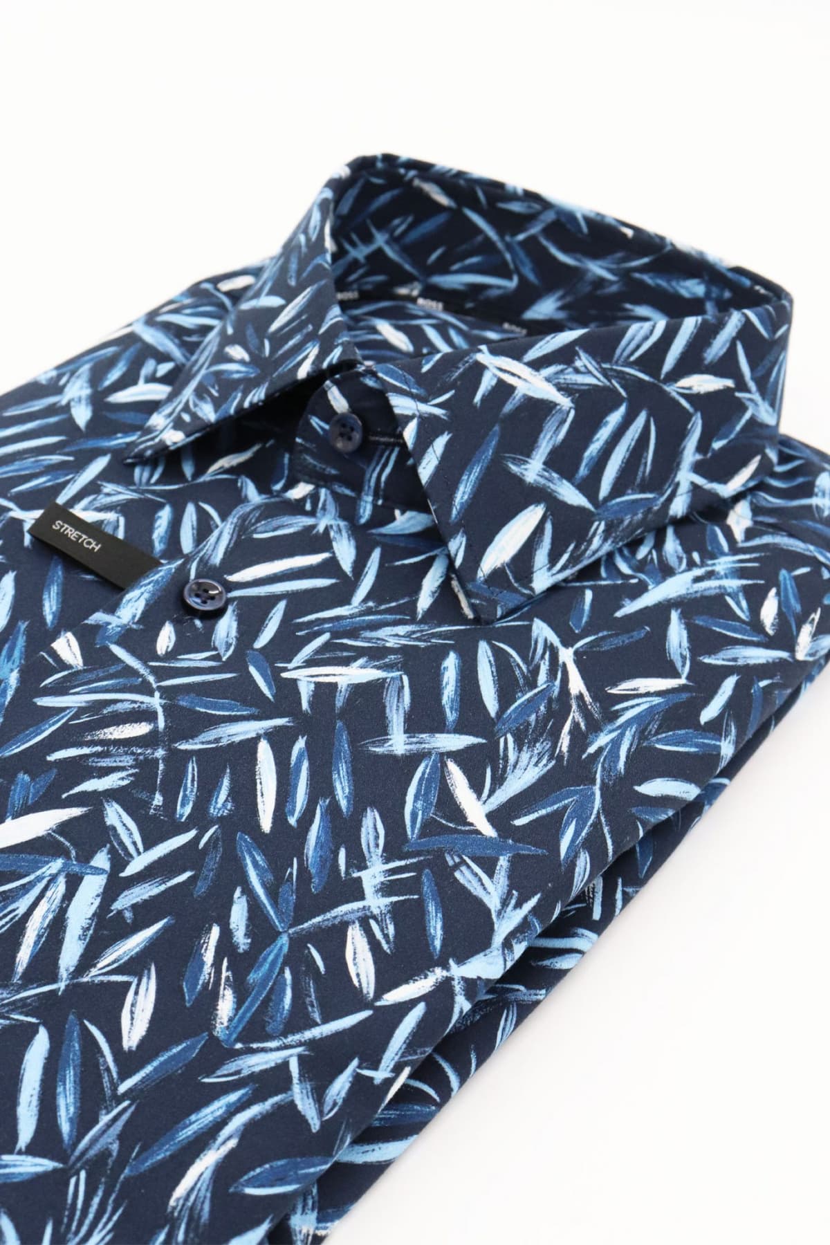 BOSS ΠΟΥΚΑΜΙΣΟ FLORAL SLIM FIT STRETCH H-HANK-KENT-C1-214 ΜΠΛΕ