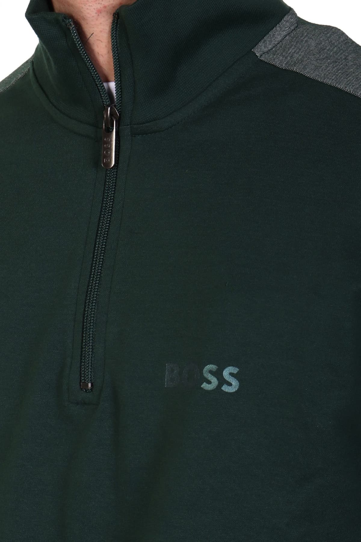 BOSS HOMEWEAR ΦΟΥΤΕΡ FULLZIP TRACKSUIT 1/4 JACKET ΠΡΑΣΙΝΟ