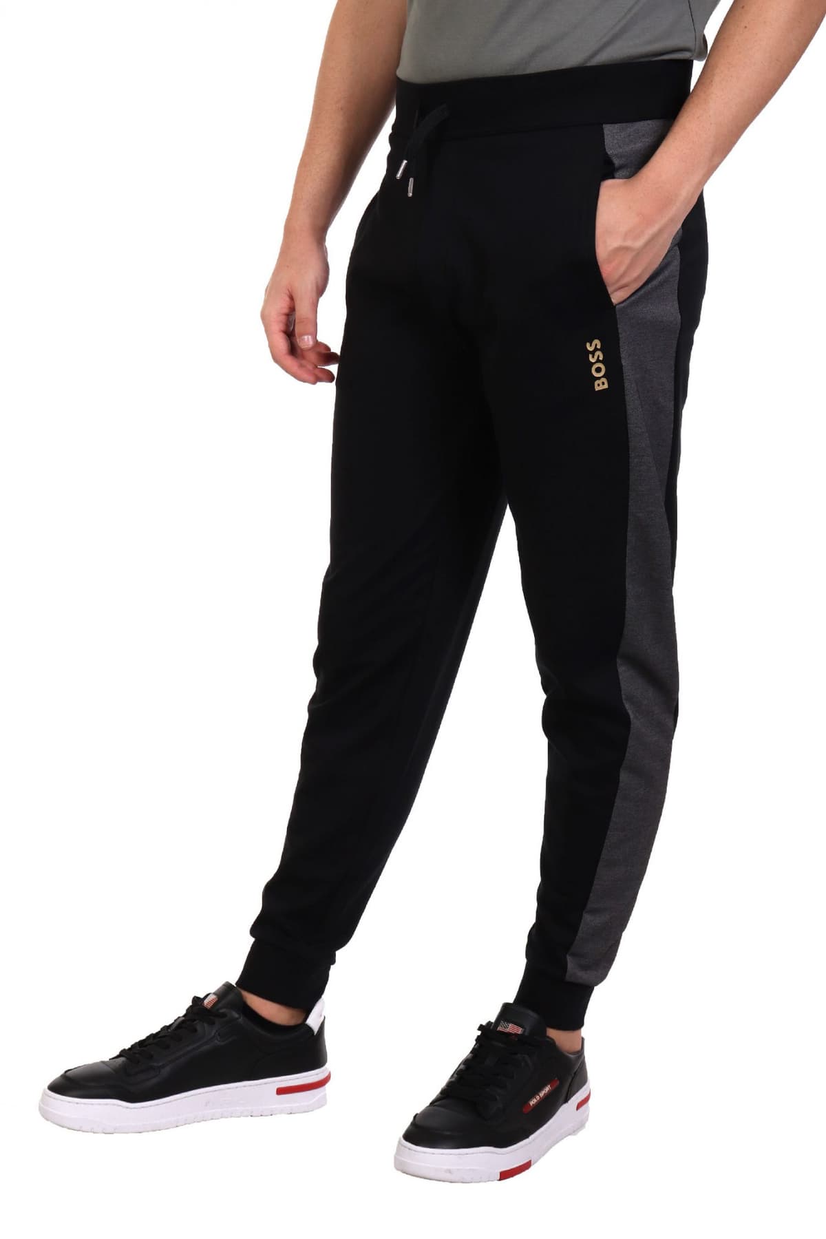 BOSS HOMEWEAR ΠΑΝΤΕΛΟΝΙ ΦΟΡΜΑ TRACKSUIT PANTS ΜΑΥΡΟ