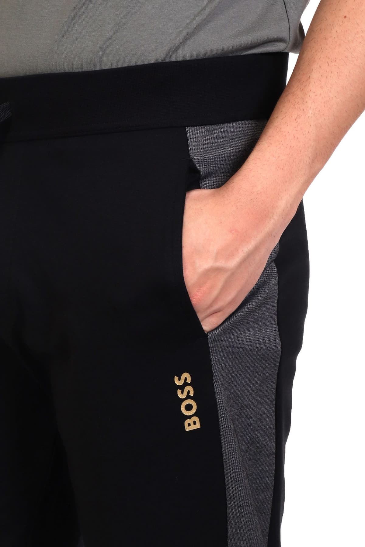 BOSS HOMEWEAR ΠΑΝΤΕΛΟΝΙ ΦΟΡΜΑ TRACKSUIT PANTS ΜΑΥΡΟ