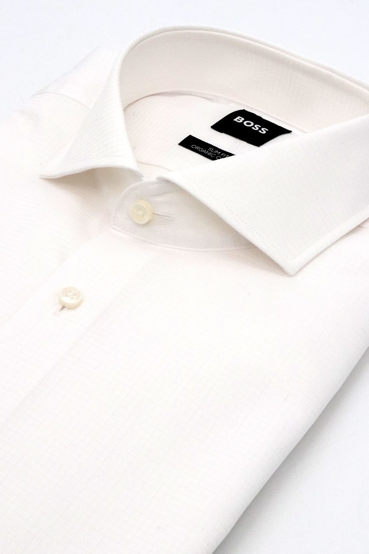 BOSS ΠΟΥΚΑΜΙΣΟ SLIM FIT ΜΑΝΙΚΕΤΟΚΟΥΜΠΟ H-Hank-Spread-CV-244 ΛΕΥΚΟ