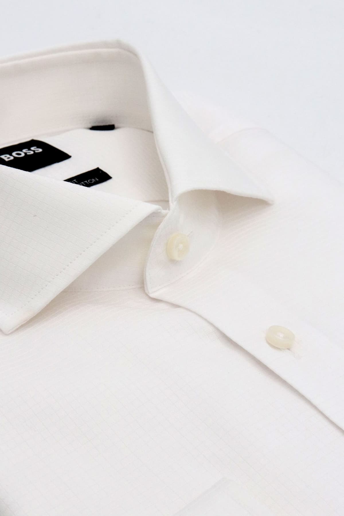 BOSS ΠΟΥΚΑΜΙΣΟ SLIM FIT ΜΑΝΙΚΕΤΟΚΟΥΜΠΟ H-Hank-Spread-CV-244 ΛΕΥΚΟ