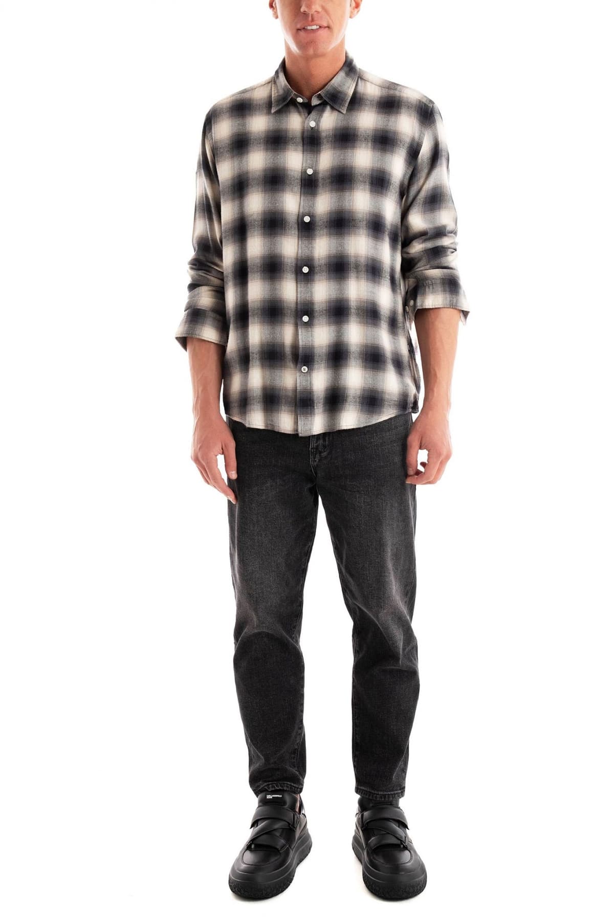 BOSS ΠΟΥΚΑΜΙΣΟ ΚΑΡΩ REGULAR FIT C-LIAM-KENT-C1-243 ΓΚΡΙ-ΜΠΕΖ