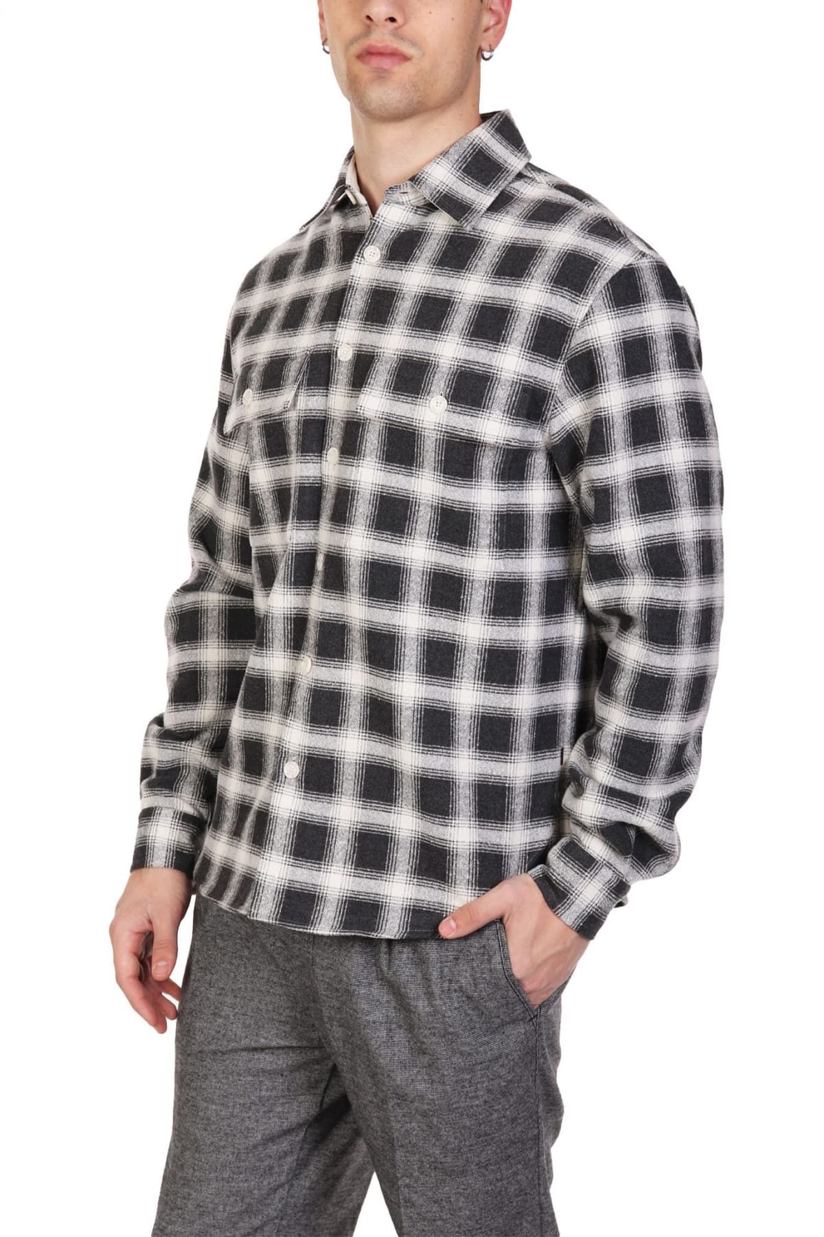 BOSS ΠΟΥΚΑΜΙΣΟ ΚΑΡΩ RELAXED FIT C-OWEN-2P-C6-244 ΓΚΡΙ