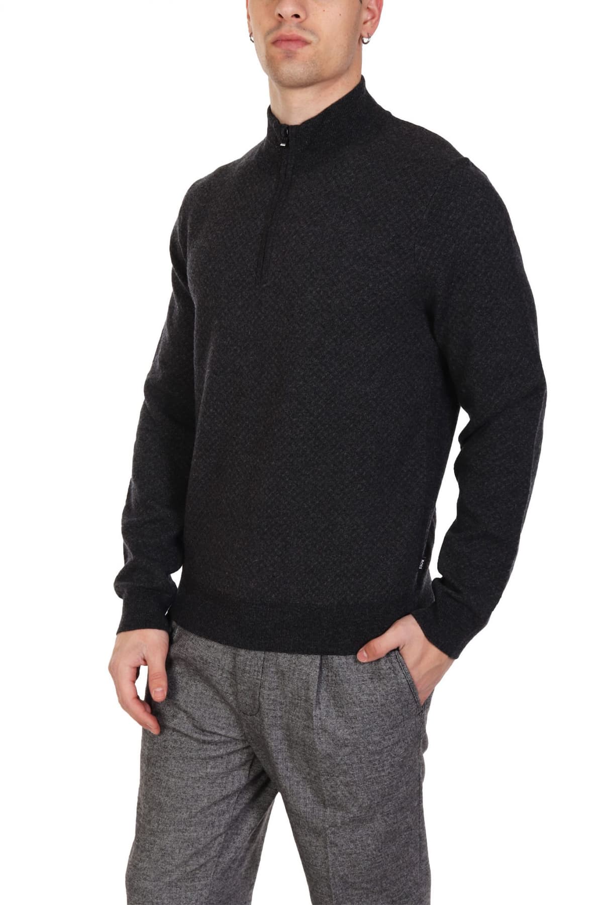 BOSS ΠΛΕΚΤΟ HALFZIP H-ELTORINO ΑΝΘΡΑΚΙ