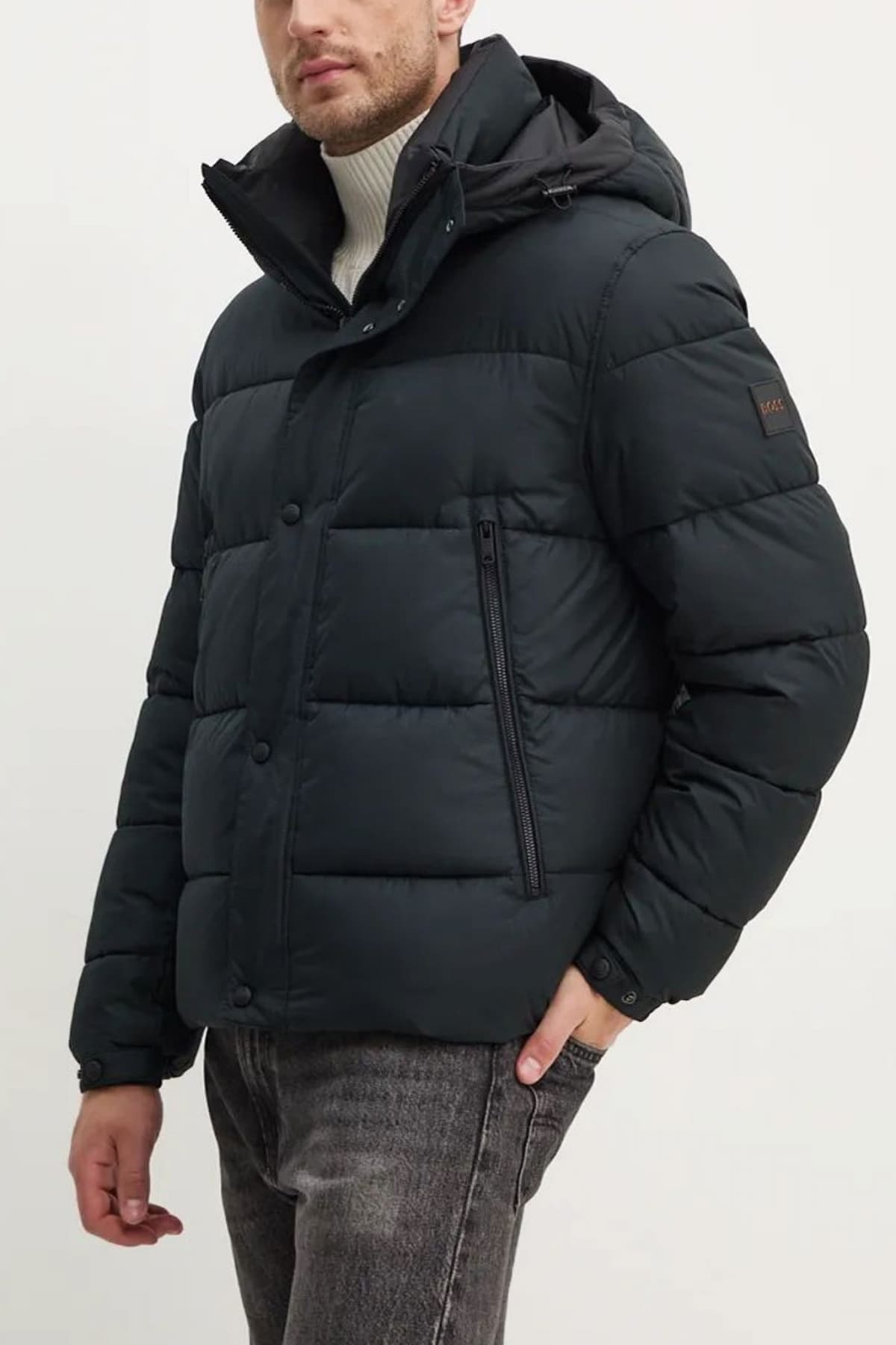 BOSS CASUAL ΜΠΟΥΦΑΝ PUFFER ΚΟΥΚΟΥΛΑ OMARIS ΜΑΥΡΟ