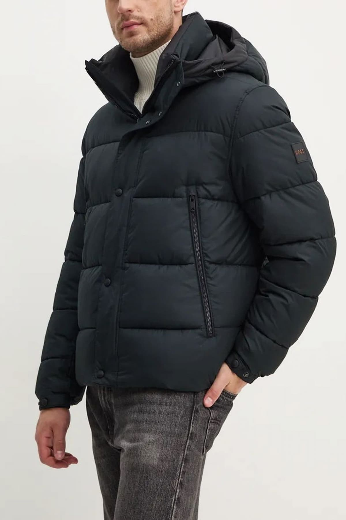 BOSS CASUAL ΜΠΟΥΦΑΝ PUFFER ΚΟΥΚΟΥΛΑ OMARIS ΜΑΥΡΟ