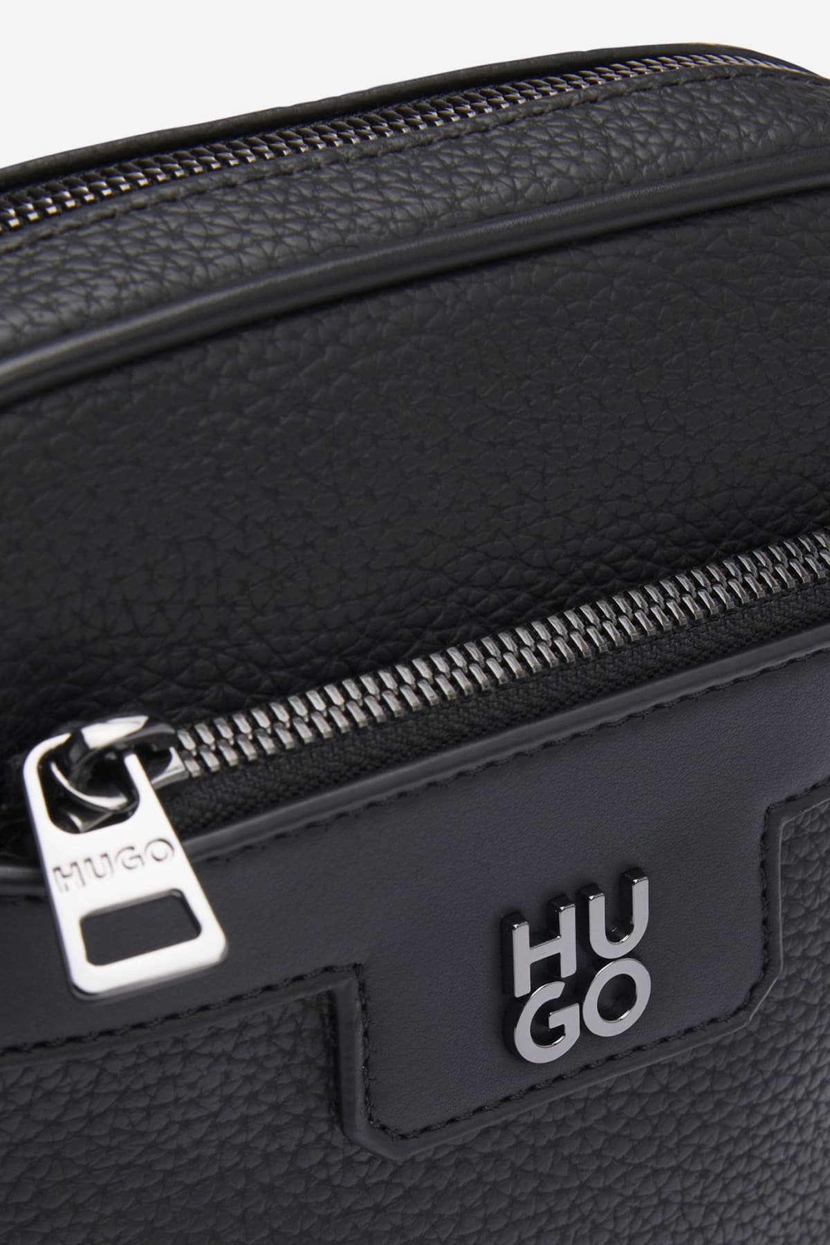 HUGO ΤΣΑΝΤΑΚΙ CROSSBODY NESH R_NS ZIP LOGO ΜΕΤΑΛΛΙΚΟ ΜΑΥΡΟ