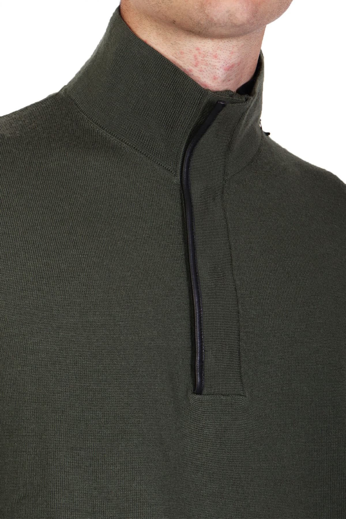 KARL LAGERFELD ΠΛΕΚΤΟ HALFBUTTON TROYER ΧΑΚΙ