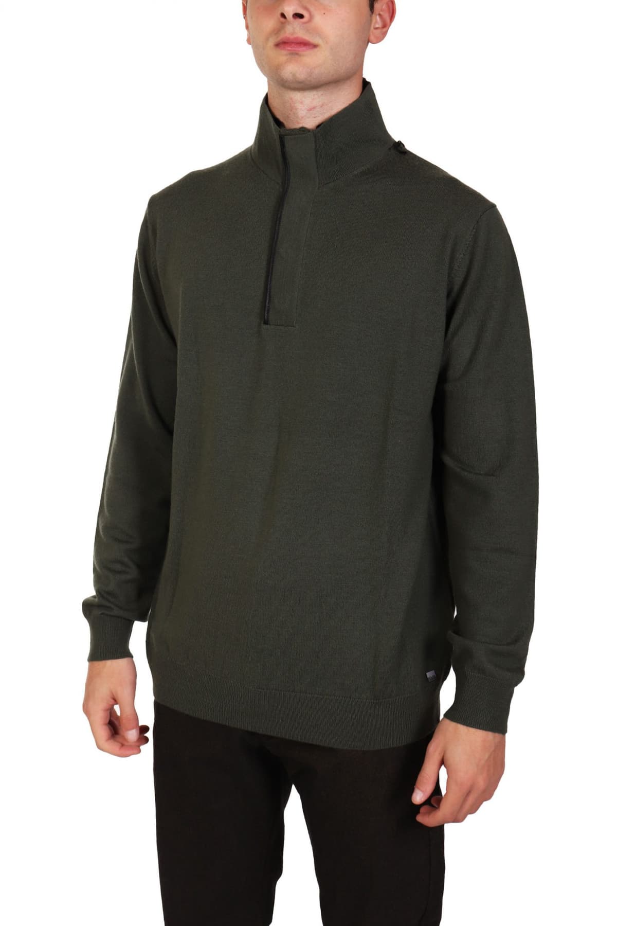 KARL LAGERFELD ΠΛΕΚΤΟ HALFBUTTON TROYER ΧΑΚΙ