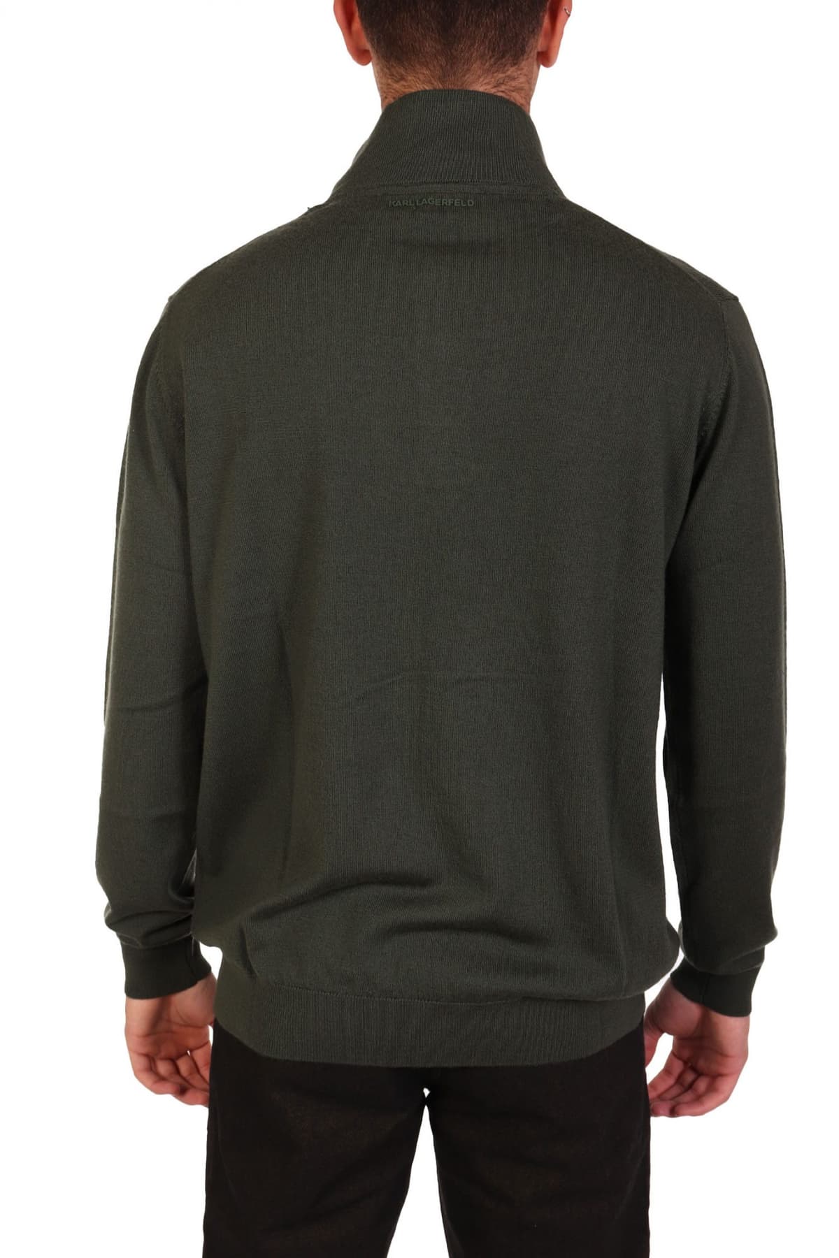 KARL LAGERFELD ΠΛΕΚΤΟ HALFBUTTON TROYER ΧΑΚΙ