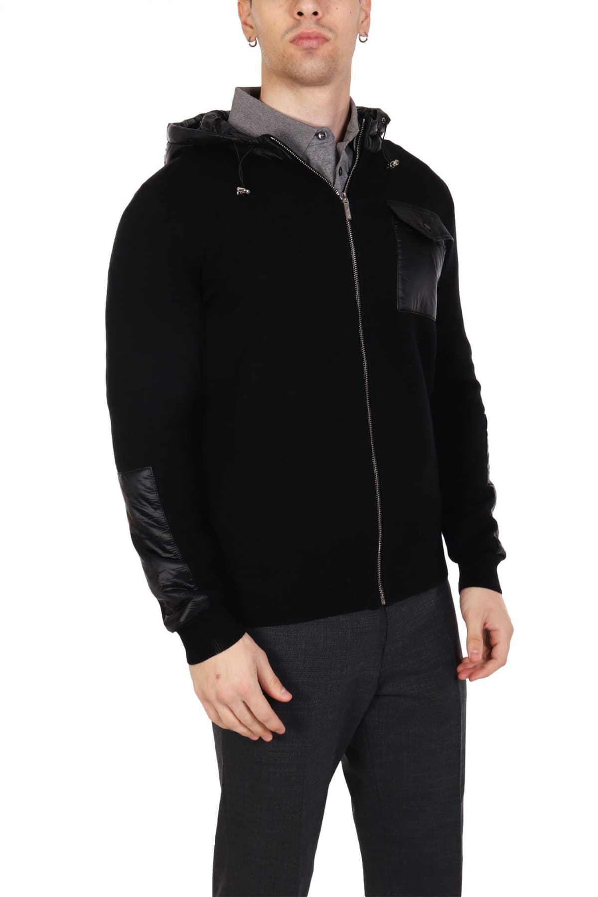 KARL LAGERFELD ΠΛΕΚΤΟ ZIPHOOD LOGO POCKET ΜΑΥΡΟ