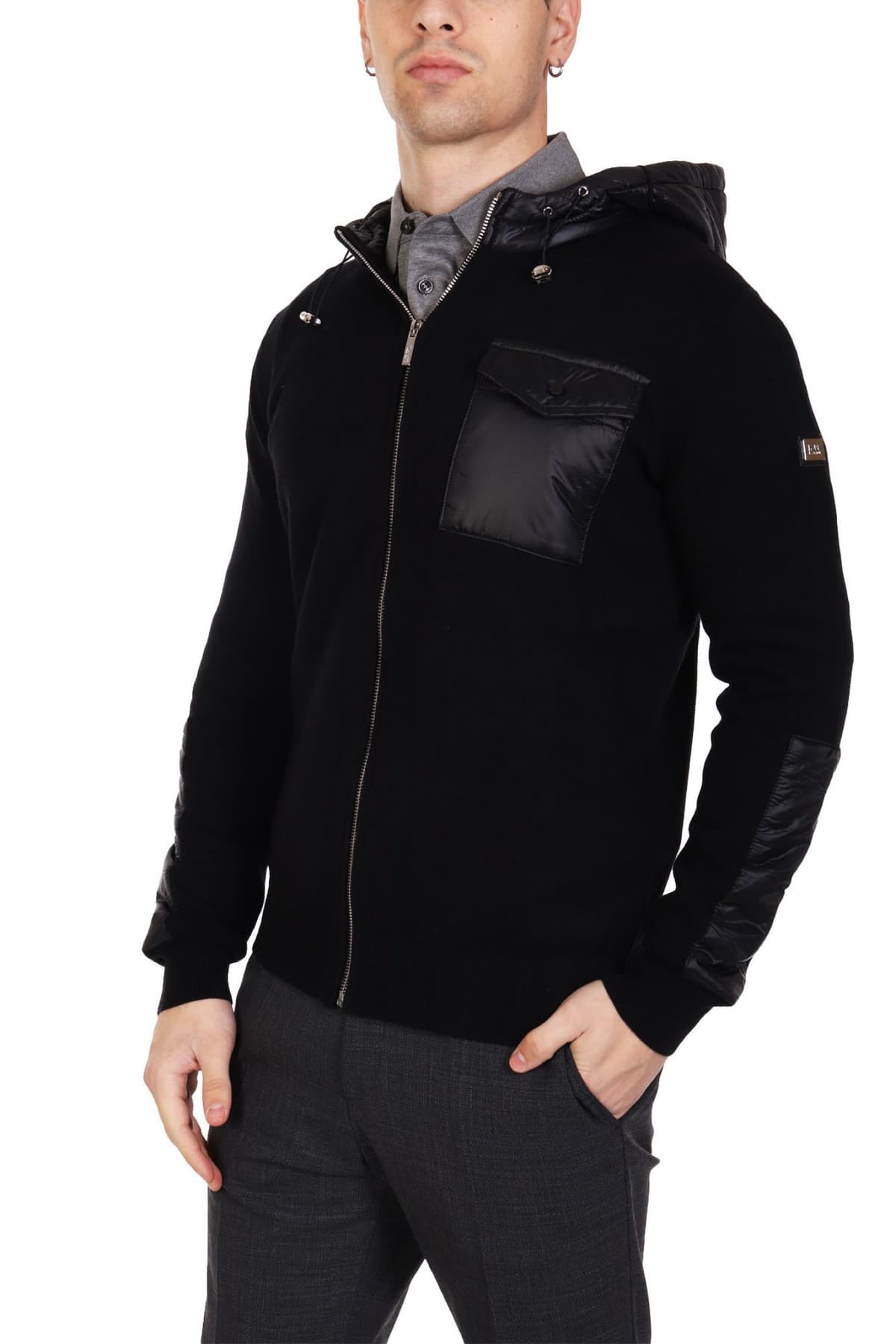 KARL LAGERFELD ΠΛΕΚΤΟ ZIPHOOD LOGO POCKET ΜΑΥΡΟ