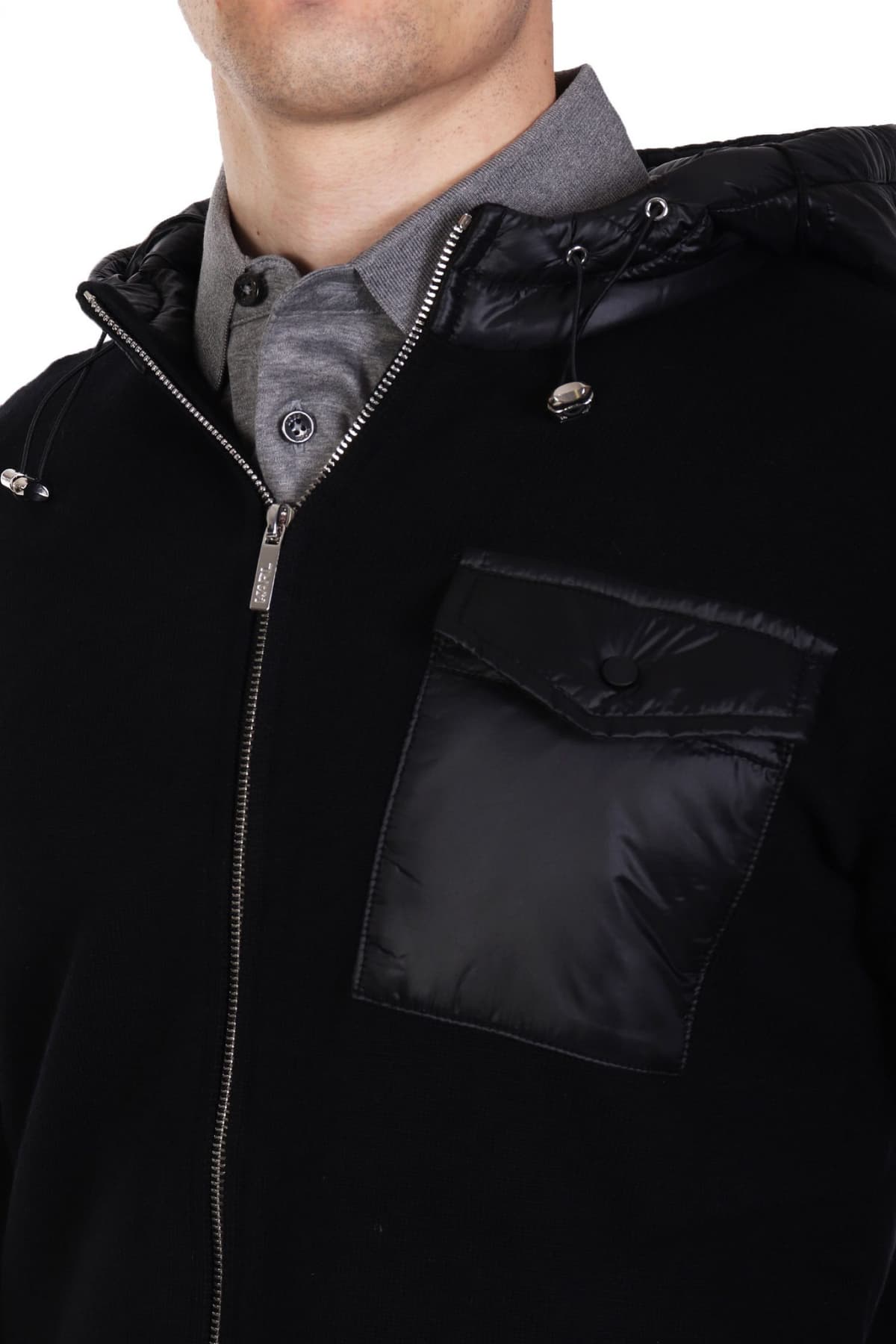 KARL LAGERFELD ΠΛΕΚΤΟ ZIPHOOD LOGO POCKET ΜΑΥΡΟ