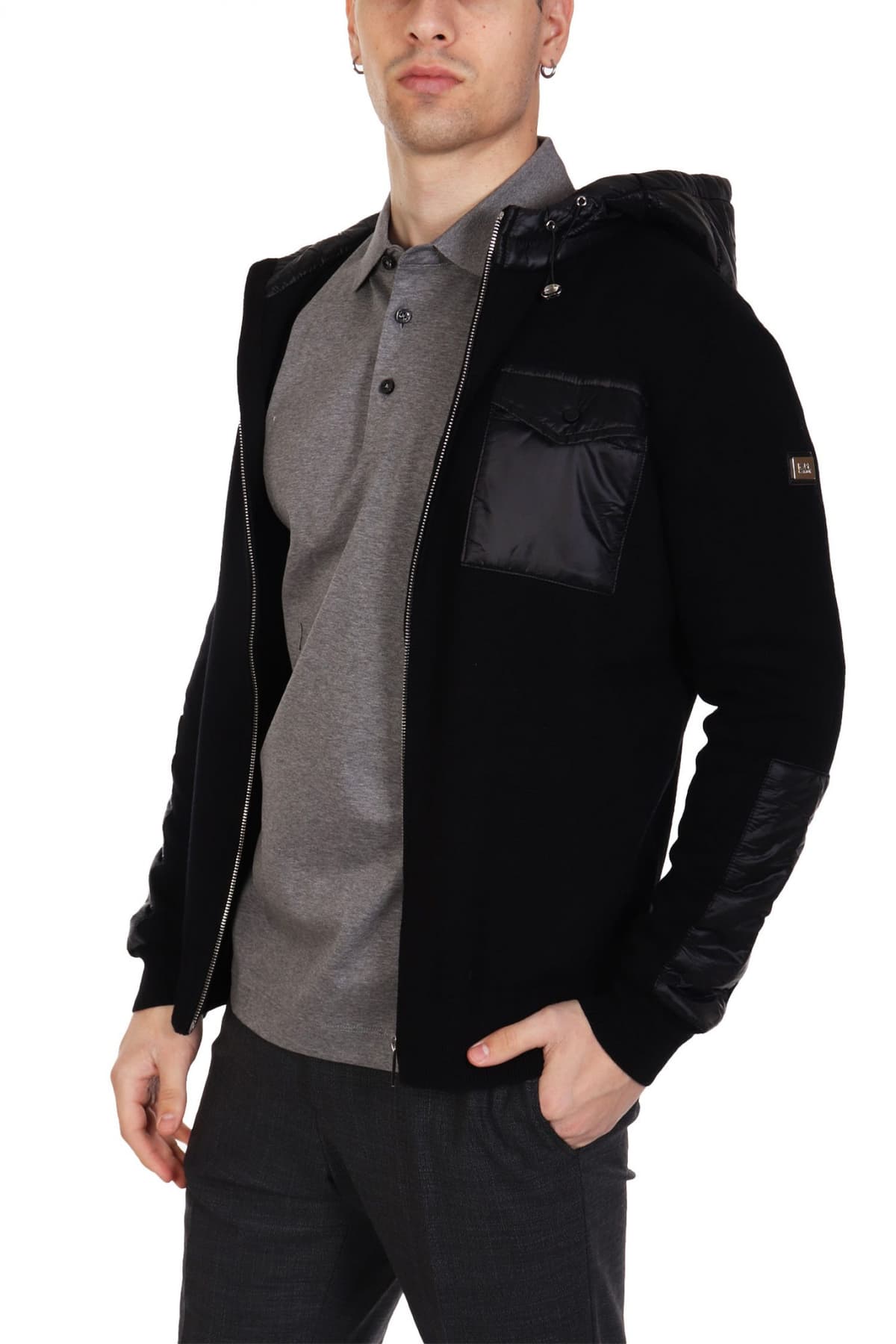 KARL LAGERFELD ΠΛΕΚΤΟ ZIPHOOD LOGO POCKET ΜΑΥΡΟ