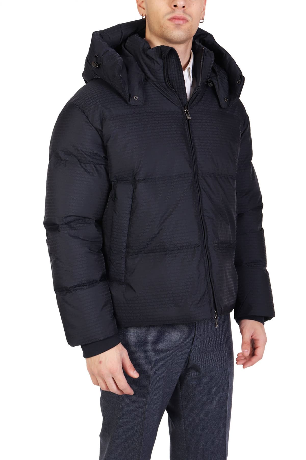 EMPORIO ARMANI ΜΠΟΥΦΑΝ PUFFER HOODIE LOGO ΜΠΛΕ