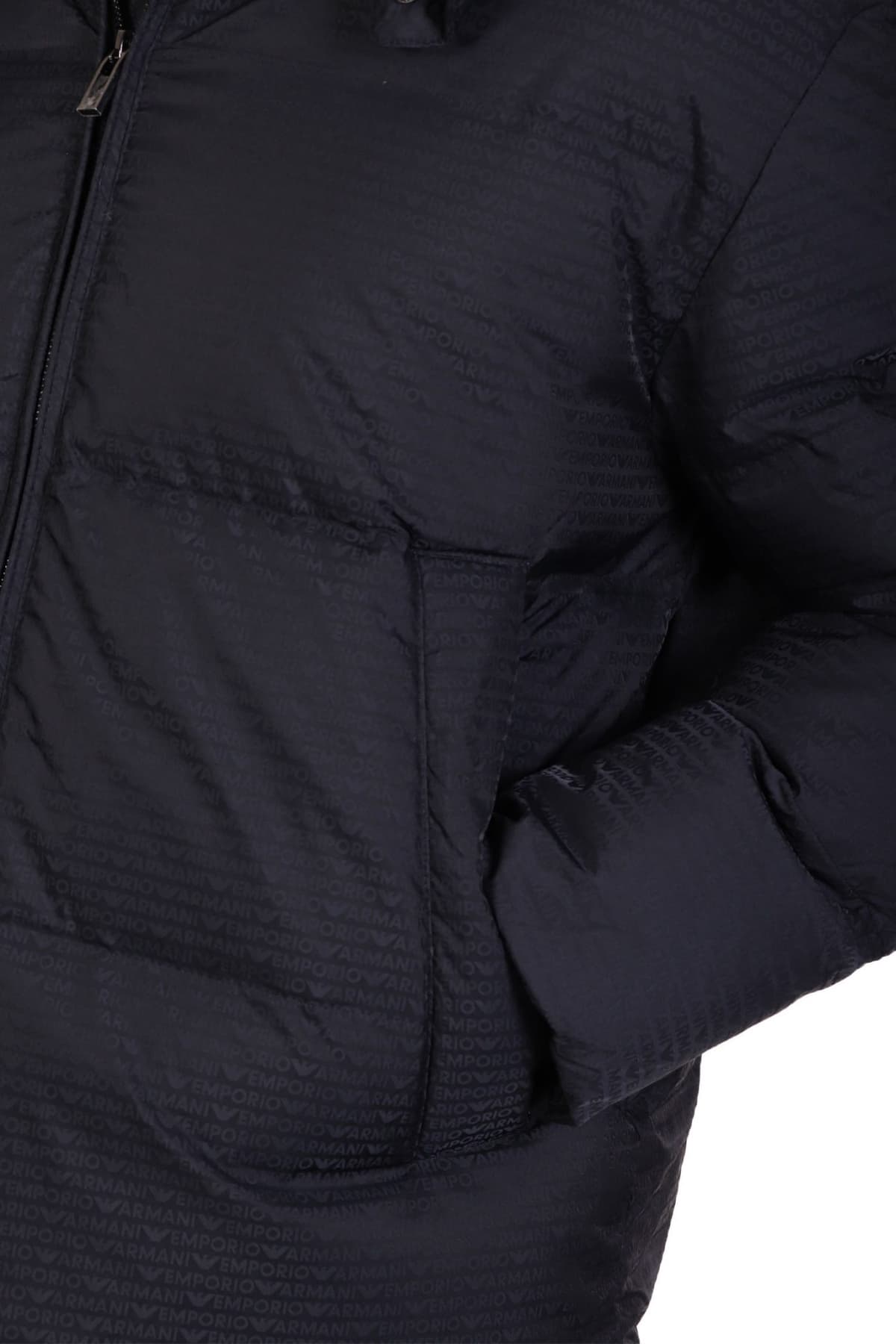 EMPORIO ARMANI ΜΠΟΥΦΑΝ PUFFER HOODIE LOGO ΜΠΛΕ