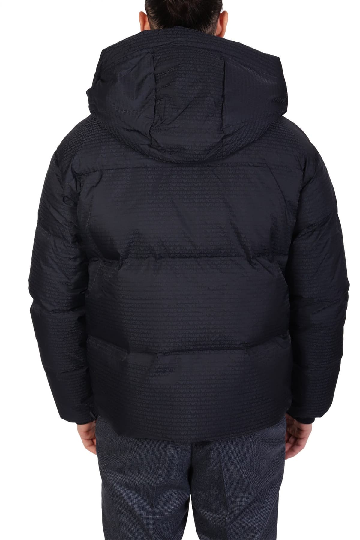 EMPORIO ARMANI ΜΠΟΥΦΑΝ PUFFER HOODIE LOGO ΜΠΛΕ