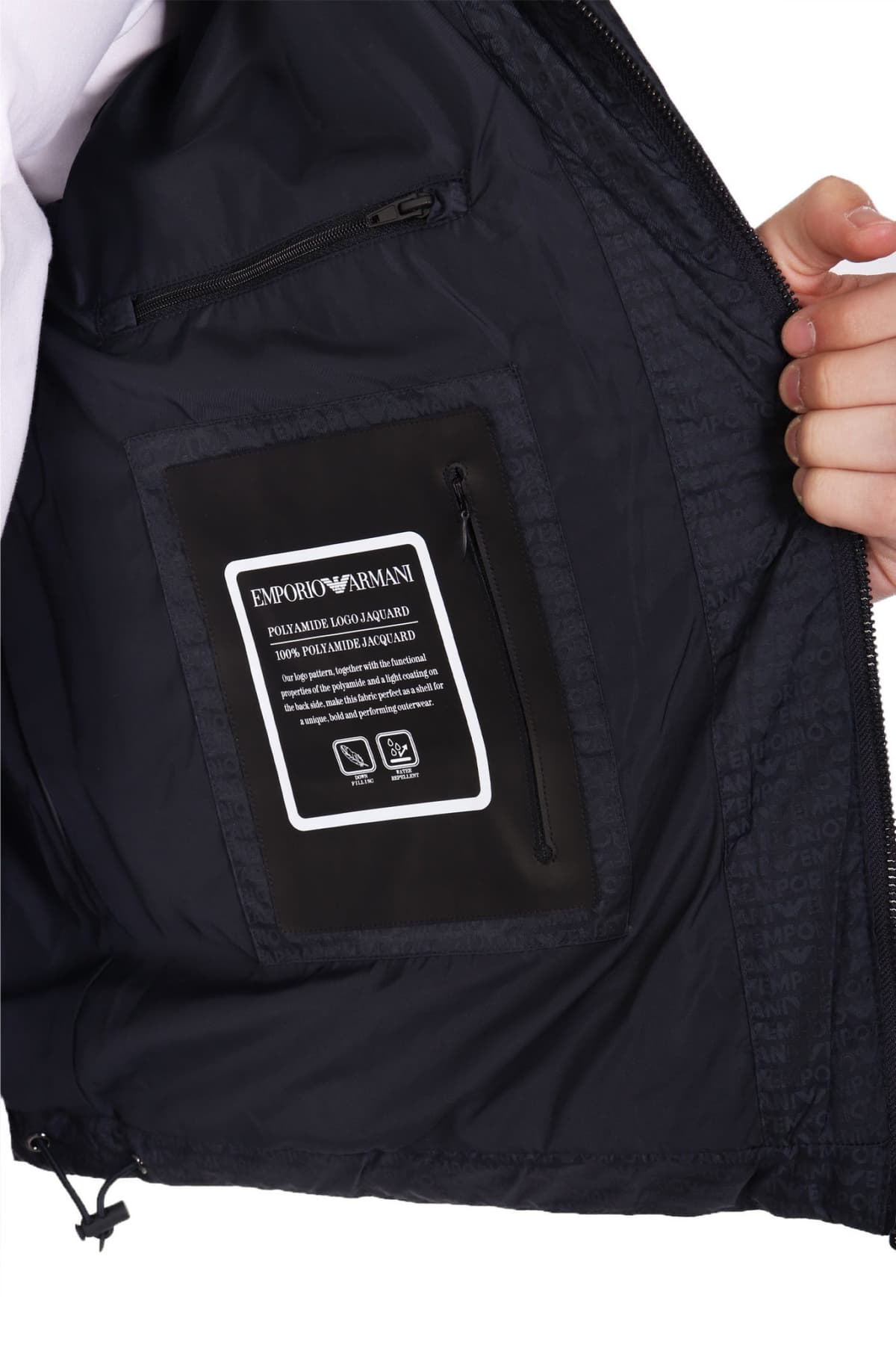 EMPORIO ARMANI ΜΠΟΥΦΑΝ PUFFER HOODIE LOGO ΜΠΛΕ