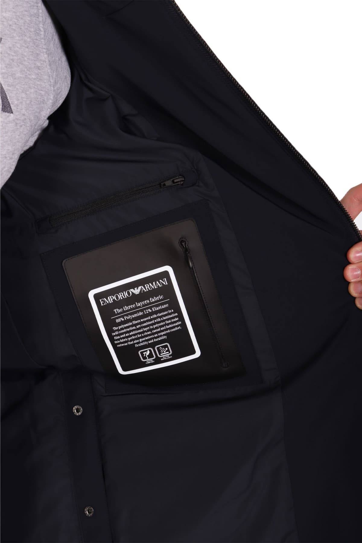 EMPORIO ARMANI ΜΠΟΥΦΑΝ ΚΟΥΚΟΥΛΑ JACKET ΜΠΛΕ