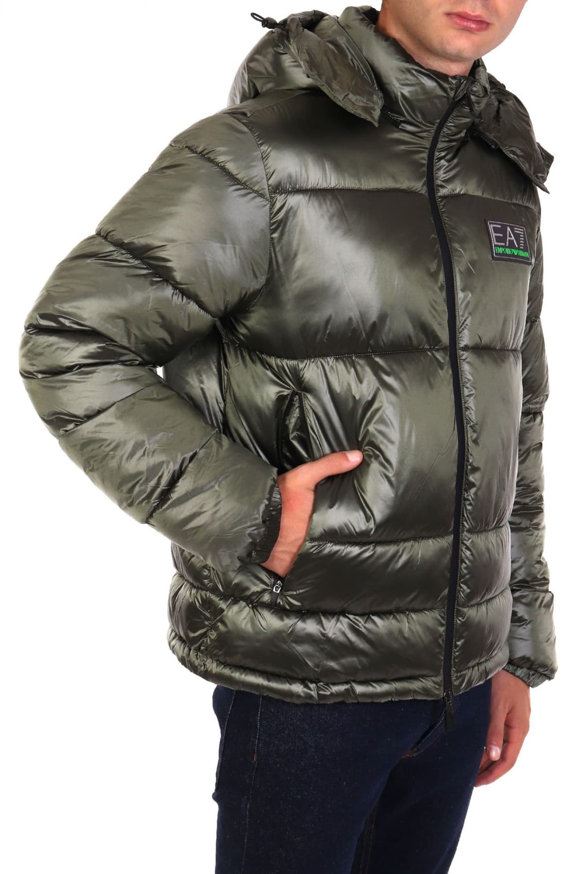 EMPORIO ARMANI 7 ΜΠΟΥΦΑΝ PUFFER ΑΠΟΣΠΩΜΕΝΗ ΚΟΥΚΟΥΛΑ LOGO ΧΑΚΙ