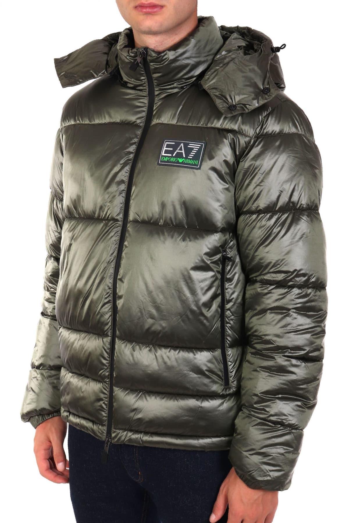 EMPORIO ARMANI 7 ΜΠΟΥΦΑΝ PUFFER ΑΠΟΣΠΩΜΕΝΗ ΚΟΥΚΟΥΛΑ LOGO ΧΑΚΙ