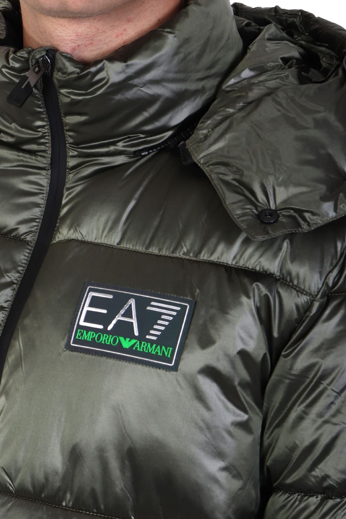 EMPORIO ARMANI 7 ΜΠΟΥΦΑΝ PUFFER ΑΠΟΣΠΩΜΕΝΗ ΚΟΥΚΟΥΛΑ LOGO ΧΑΚΙ