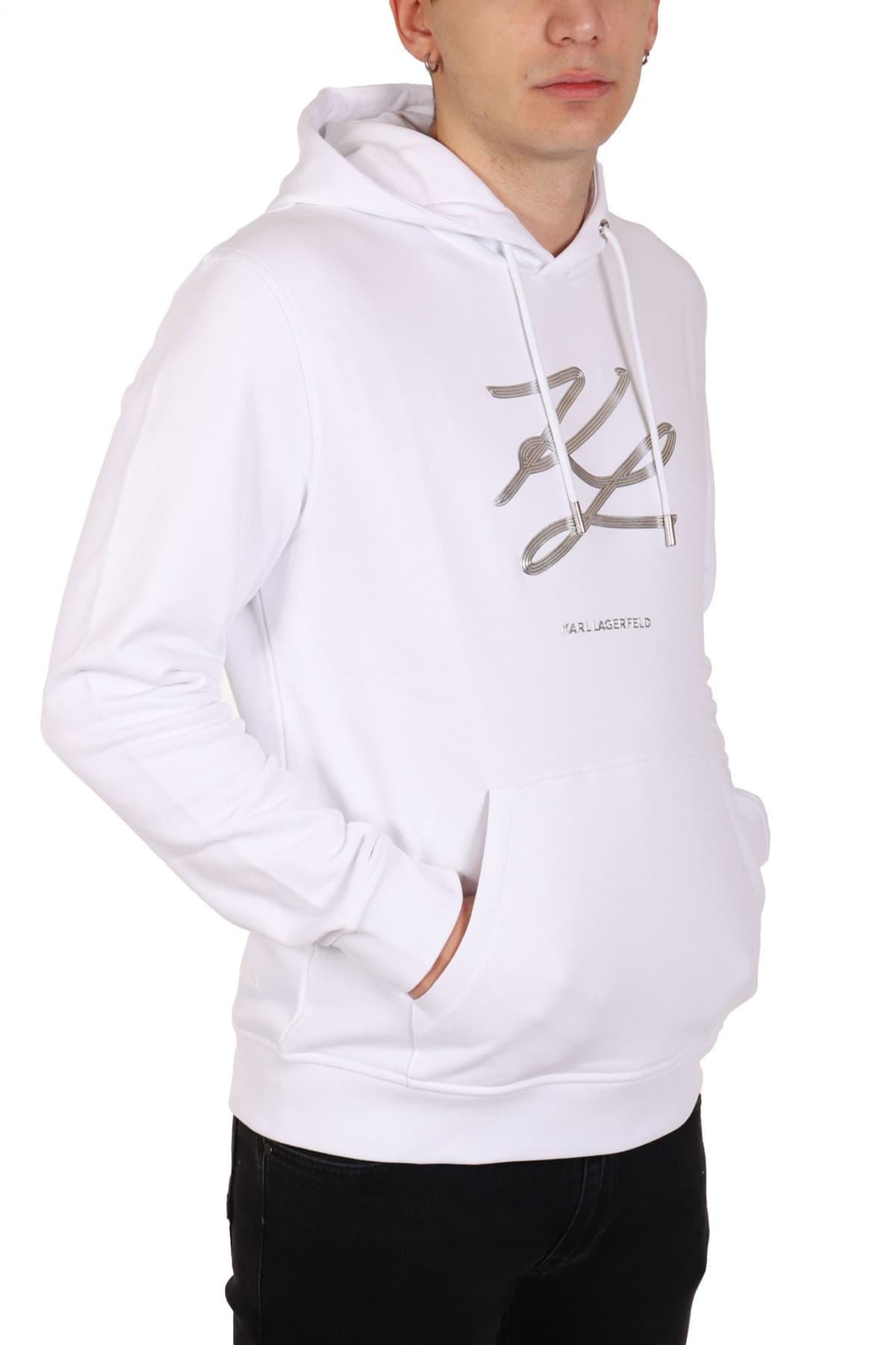 KARL LAGERFELD ΦΟΥΤΕΡ HOODIE SILVER LOGO ΛΕΥΚΟ