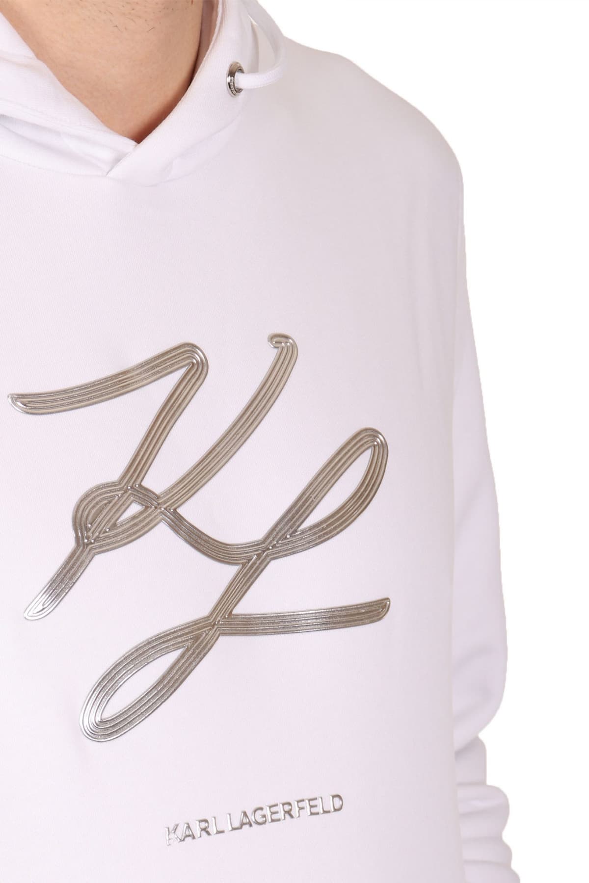 KARL LAGERFELD ΦΟΥΤΕΡ HOODIE SILVER LOGO ΛΕΥΚΟ
