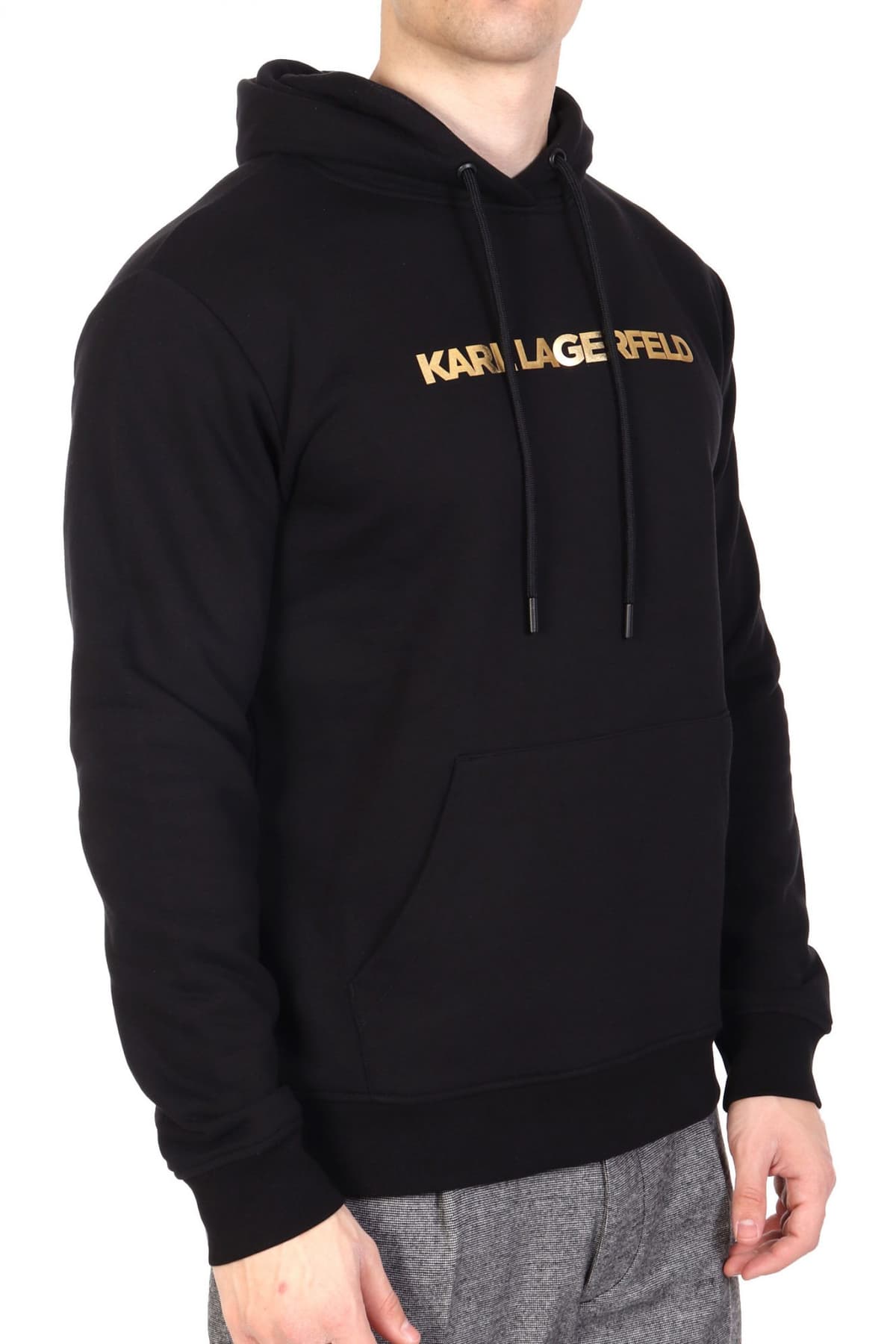 KARL LAGERFELD ΦΟΥΤΕΡ HOODIE GOLD LOGO ΜΑΥΡΟ