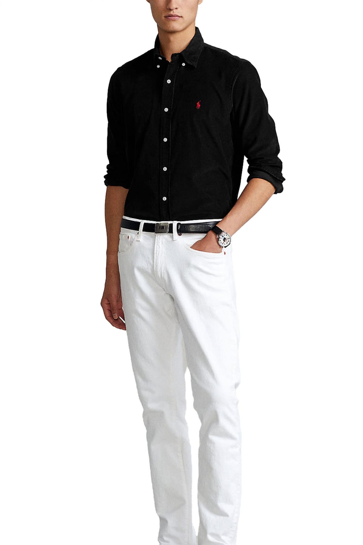 RALPH LAUREN ΠΟΥΚΑΜΙΣΟ ΚΟΤΛΕ BUTTON DOWN CUSTOM FIT ΜΑΥΡΟ