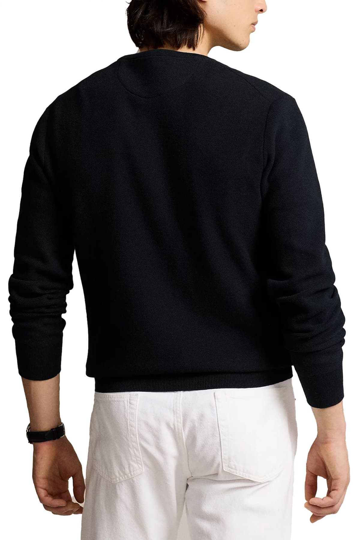 RALPH LAUREN ΠΛΕΚΤΟ CREW NECK LOGO ΜΑΥΡΟ