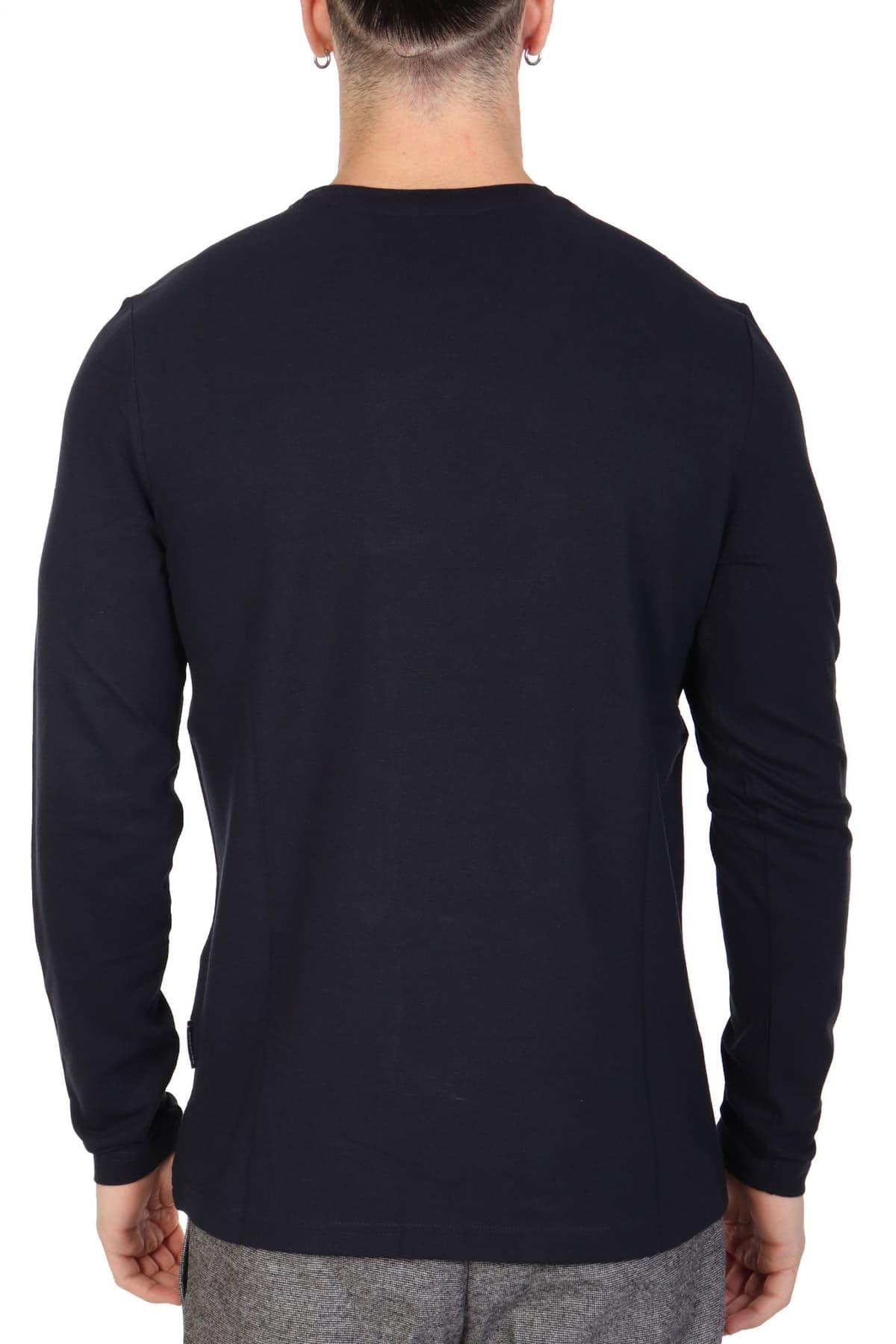 HECHTER T-SHIRT JERSEY LS LOGO ΜΠΛΕ ΣΚΟΥΡΟ