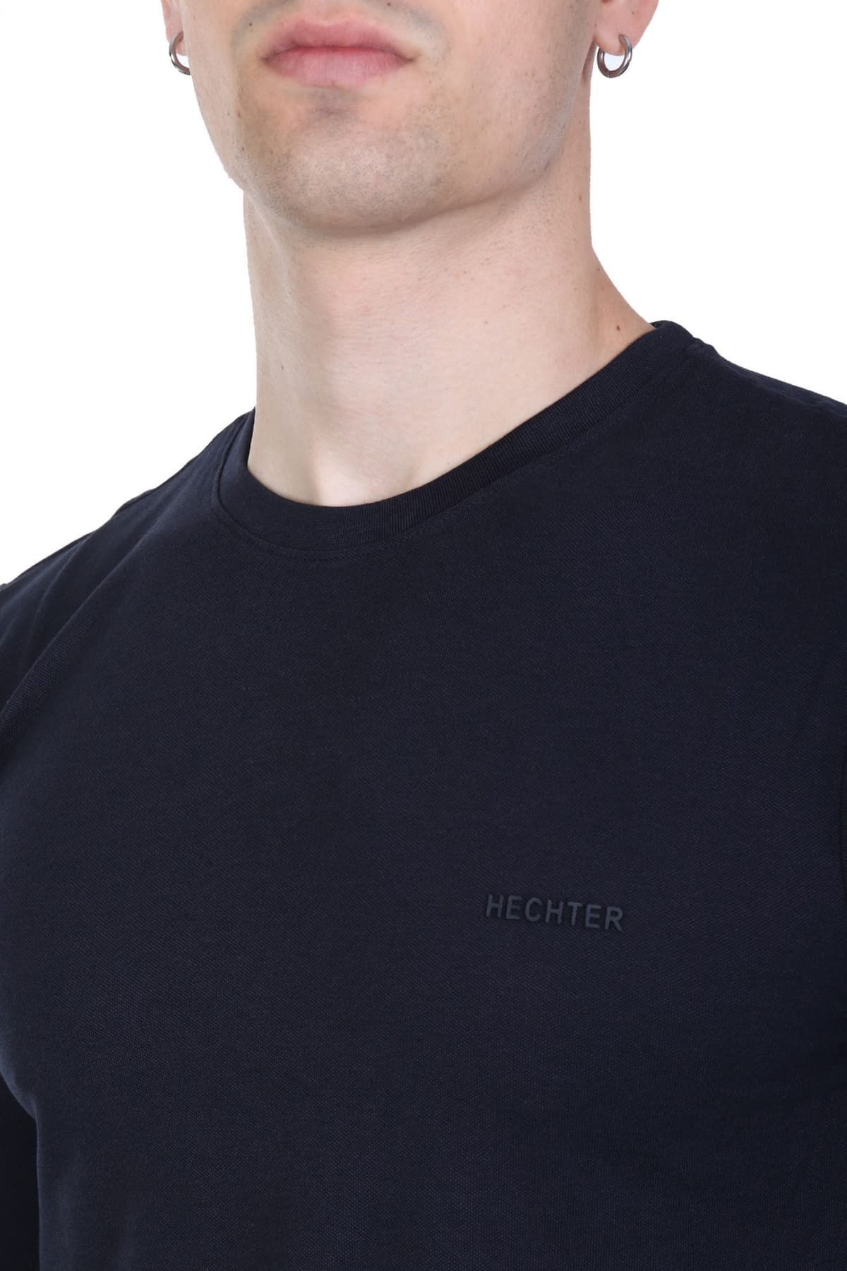 HECHTER T-SHIRT JERSEY LS LOGO ΜΠΛΕ ΣΚΟΥΡΟ