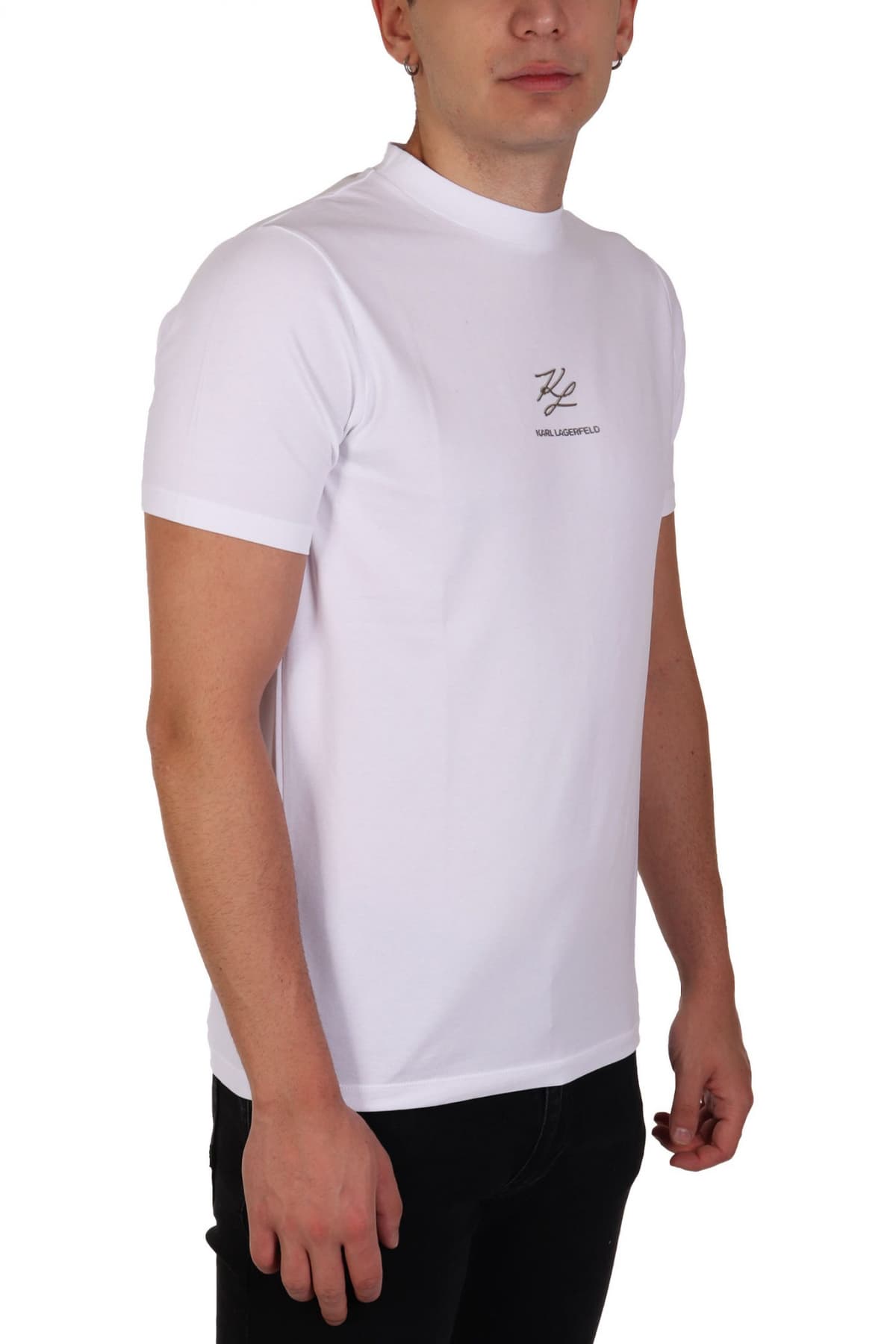 KARL LAGERFELD T-SHIRT SILVER LOGO ΛΕΥΚΟ