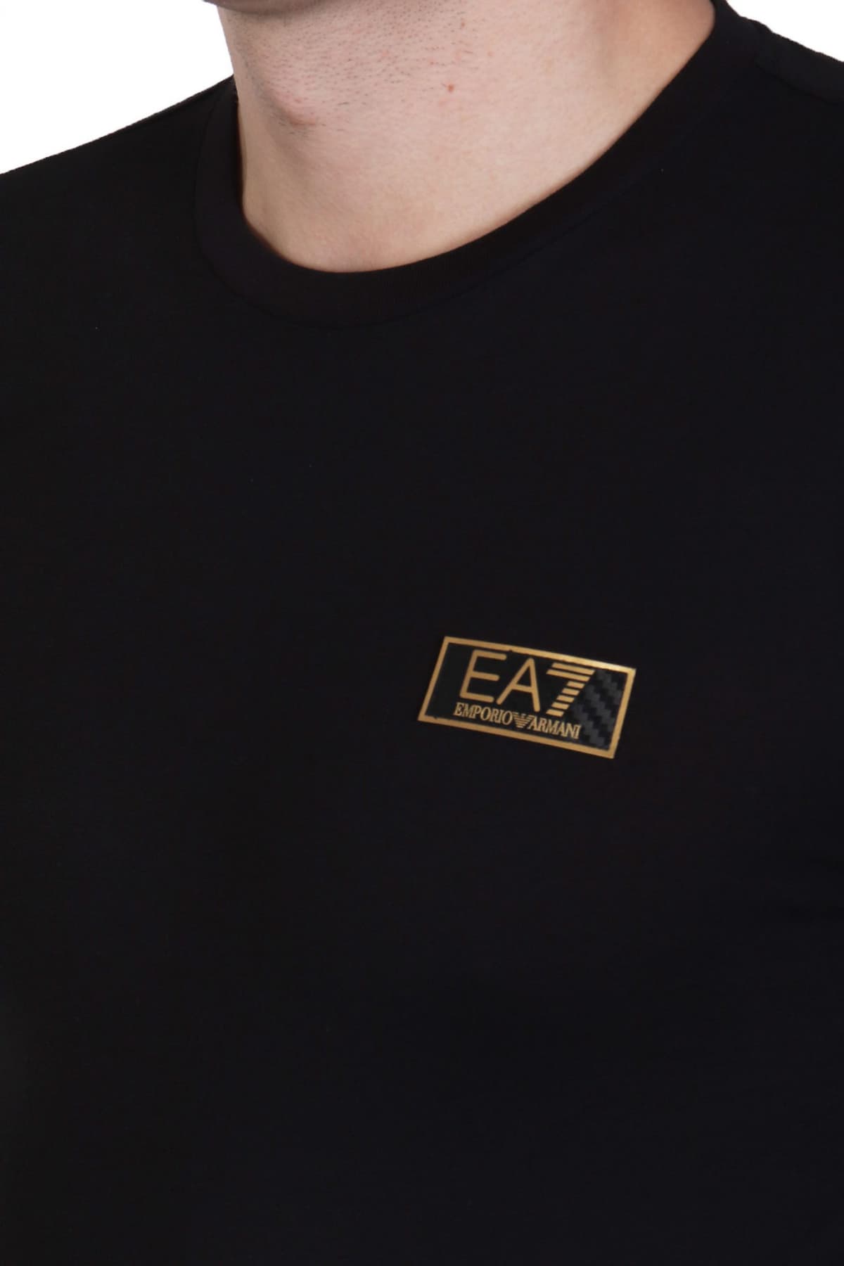 ARMANI 7 T-SHIRT GOLD LOGO ΜΑΥΡΟ