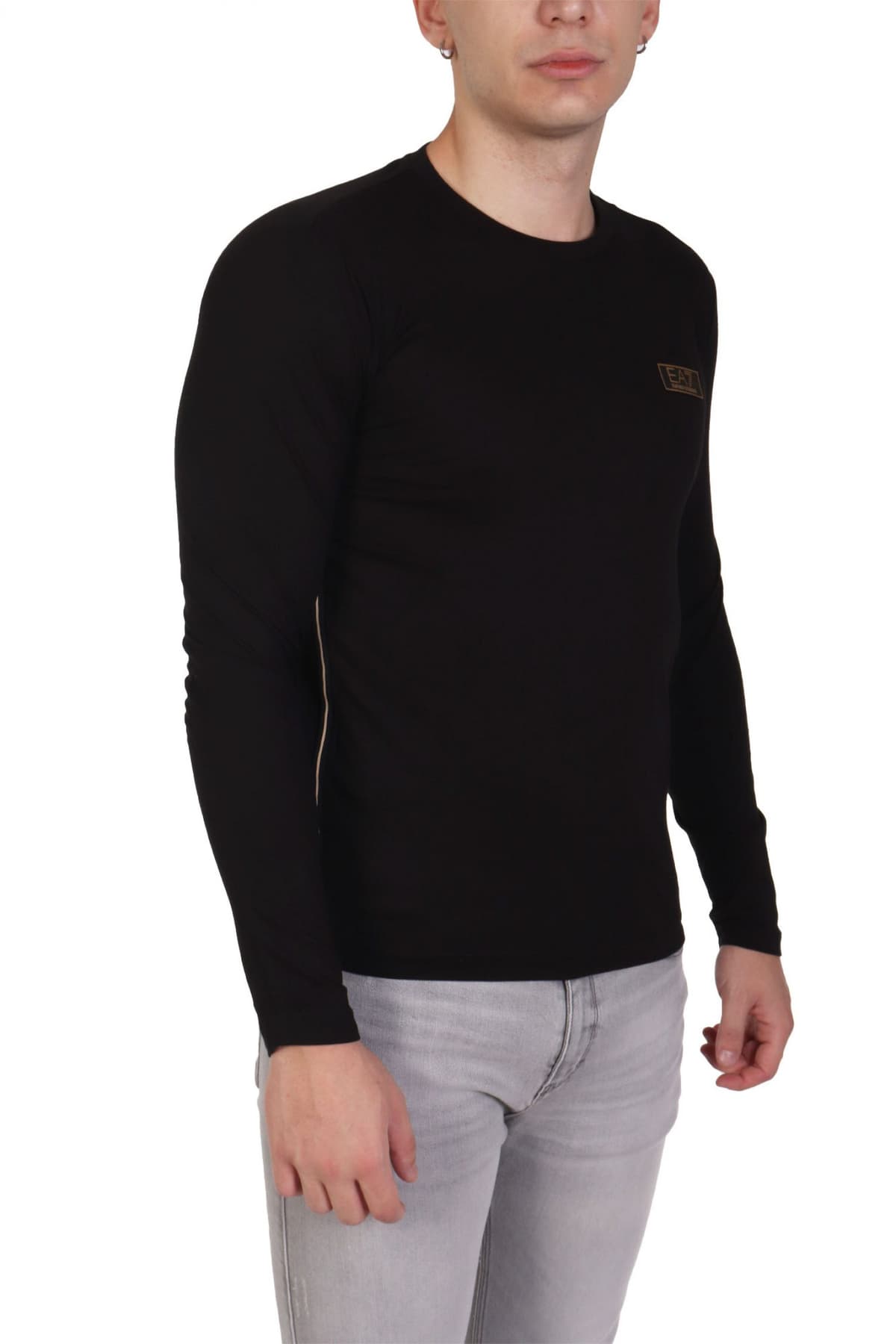 ARMANI 7 T-SHIRT GOLD LOGO ΜΑΥΡΟ